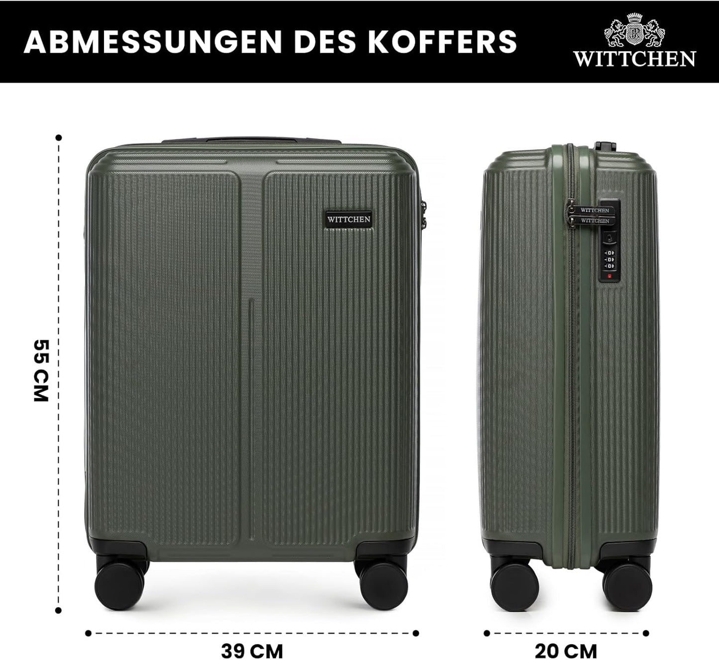 Stripes Line Kabinenkoffer 55 cm (M), Khaki Kabinenkoffer - M