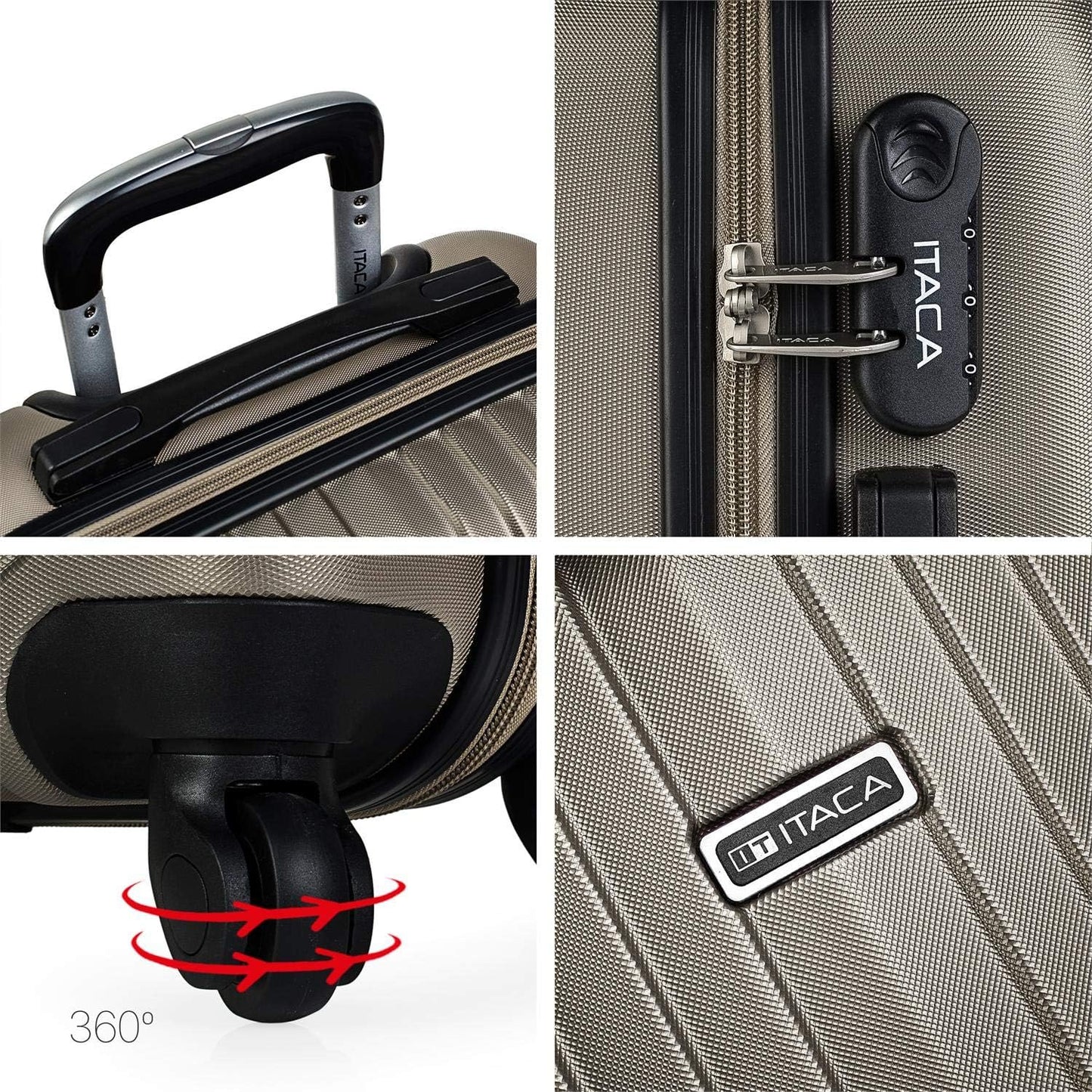 Reisekoffer-Set (Hartschale, 3-teilig, S+M+XS), Champagner S + M + XS