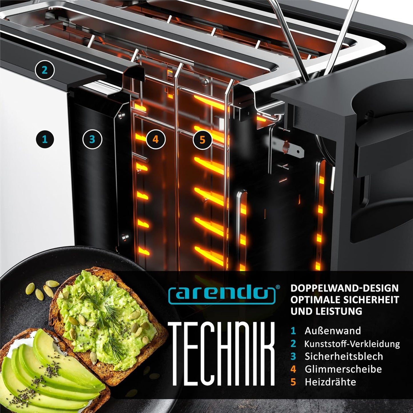 Touch Toaster mit Display und Brotscheibenzentrierung, B: Weiß