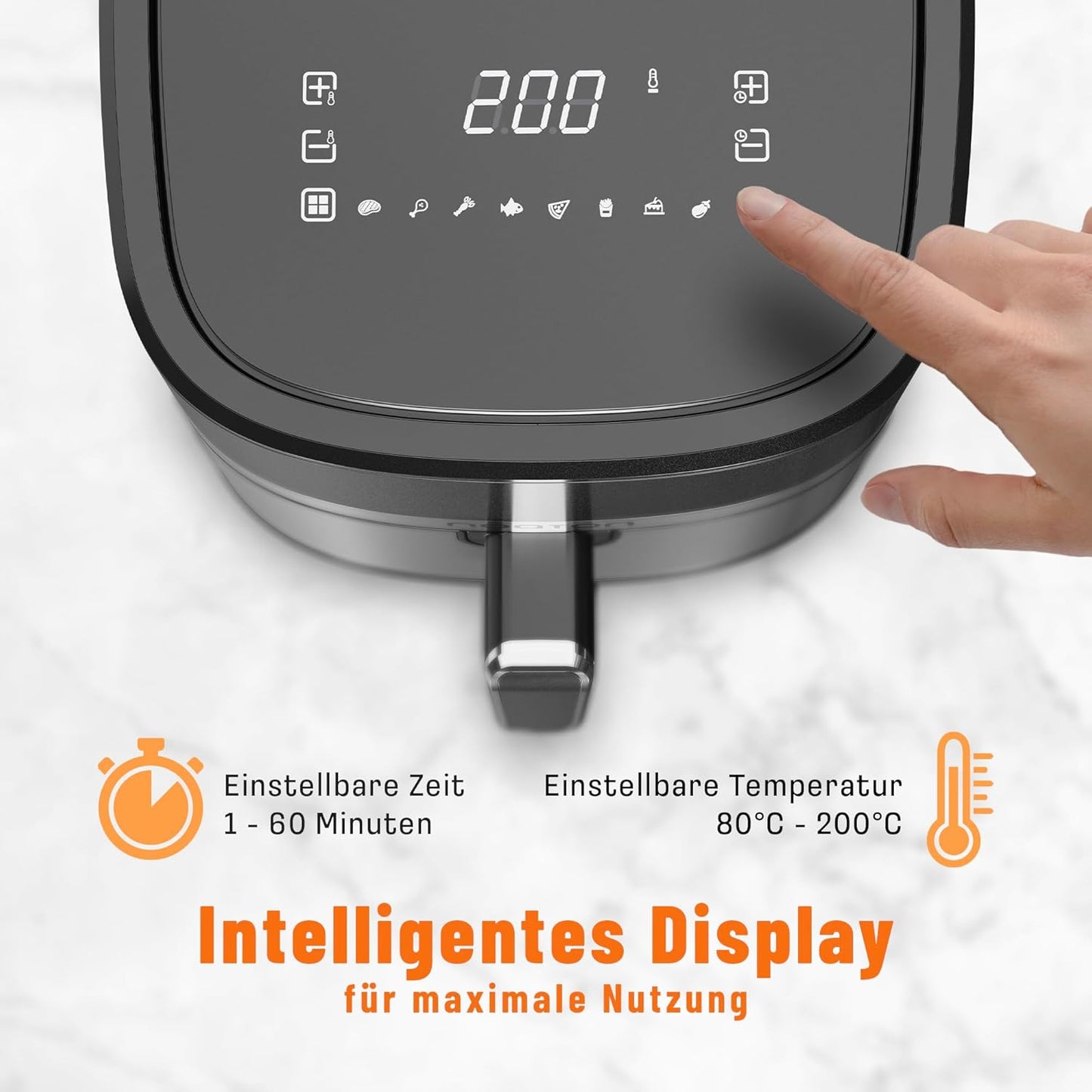 Heissluftfritteuse mit Touchscreen, 8 Programme, 6,2 L, 6,2 L