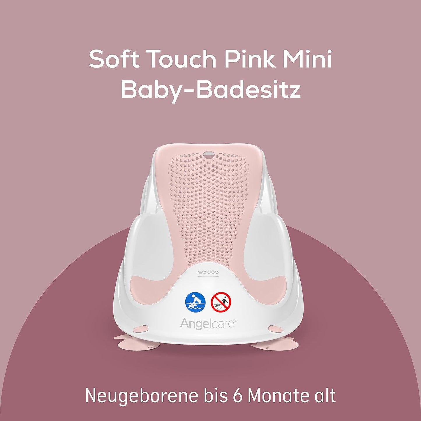 Ergonomischer Badesitz für Baby-Badewanne, Light Pink Single