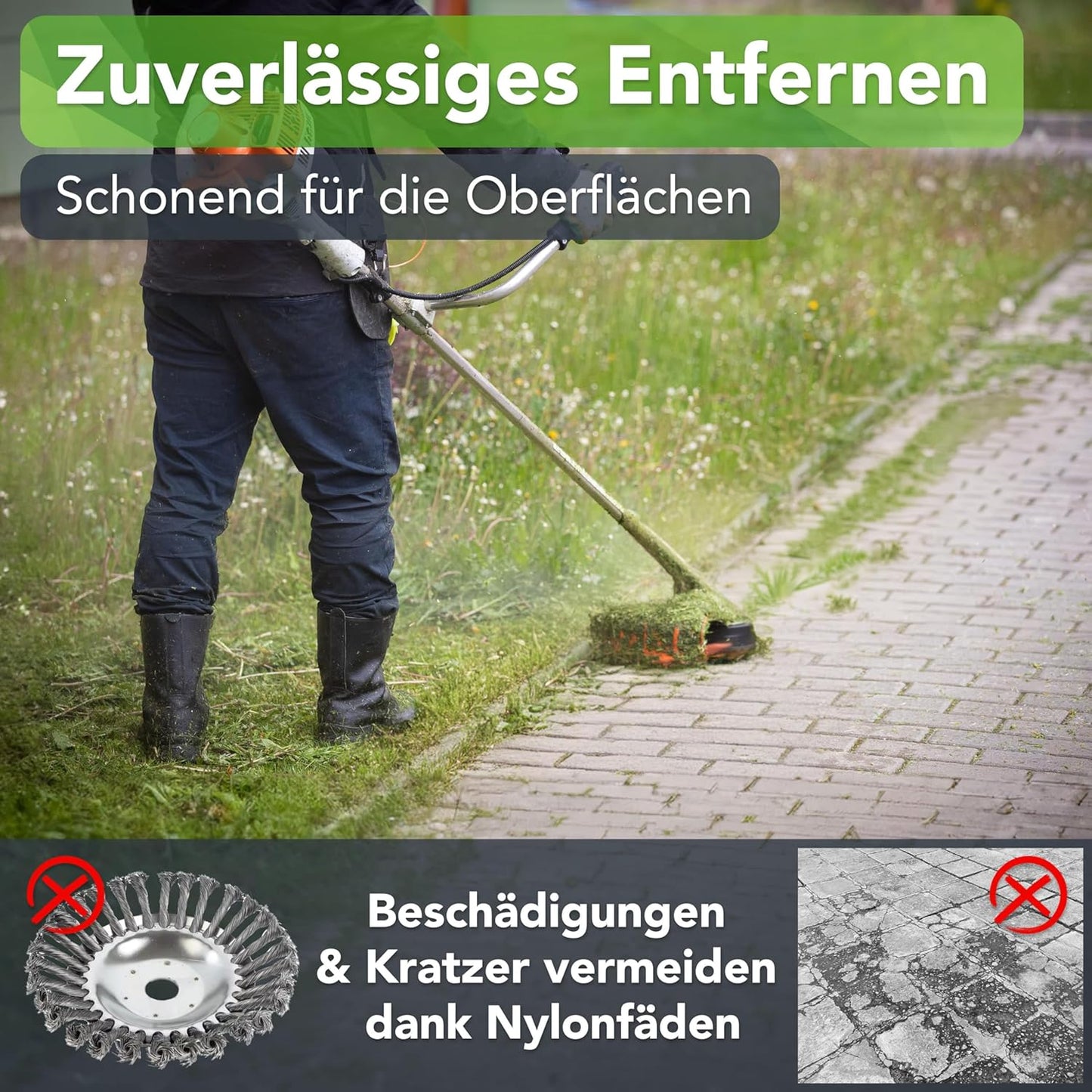 Unkrautbürste für Freischneider & Motorsense, Aluminium & PA66 Nylon