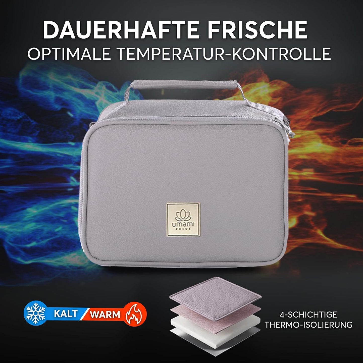Kühltasche klein, faltbare Isoliertasche 4L, XL - 1500 ml Hellgrau