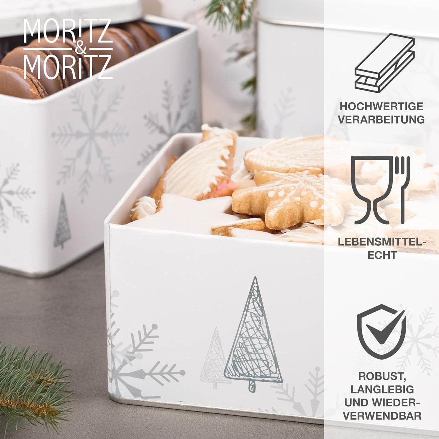 Weihnachtliches Keksdosen-Set, 5-teilig