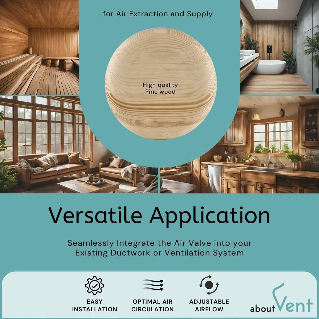 Rund Holz Tellerventil 100 mm für Sauna-Lüftung, Ø 100mm