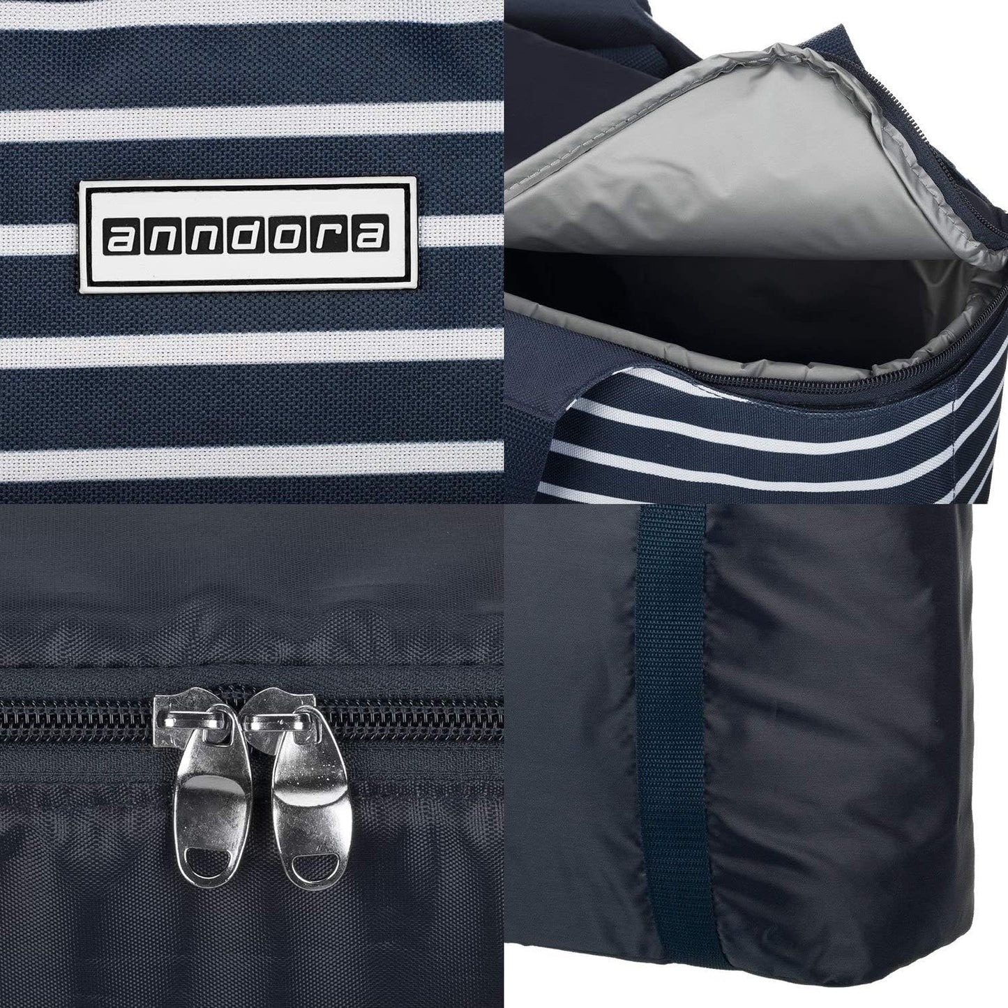 2-in-1 Einkaufstasche mit Isoliertasche, Navy Blau Weiss
