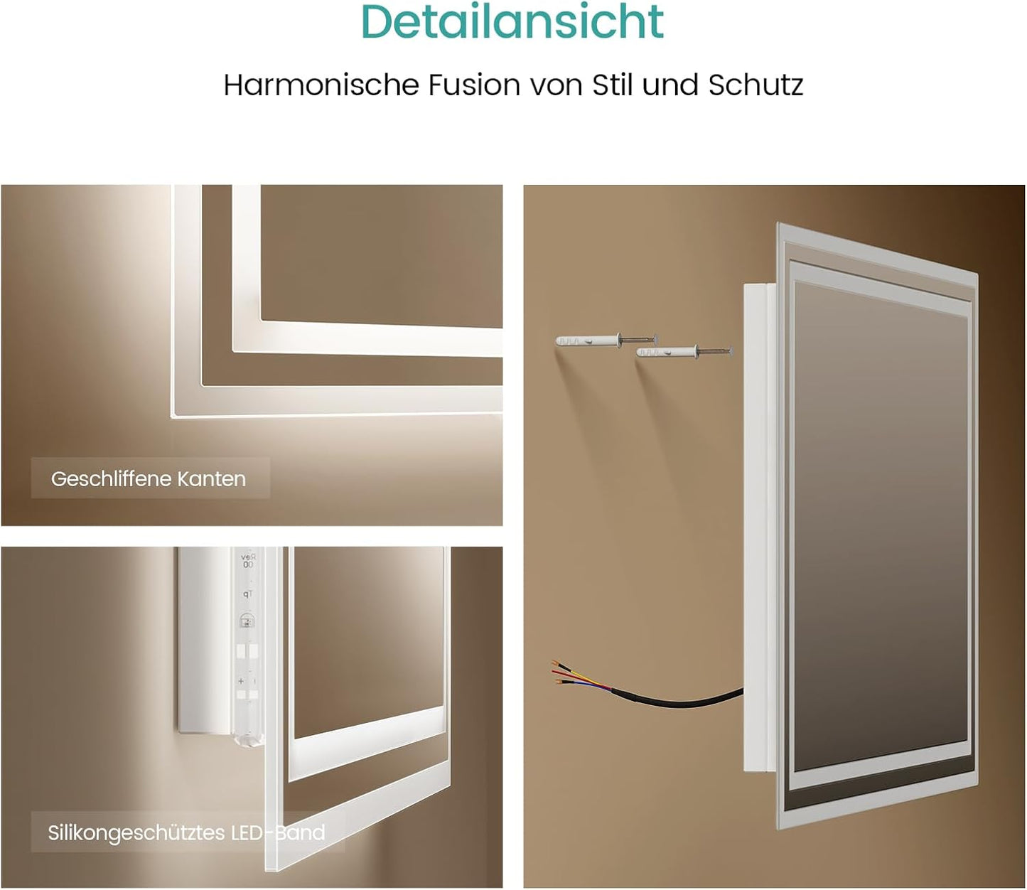 LED Badspiegel, 60L x 80B cm