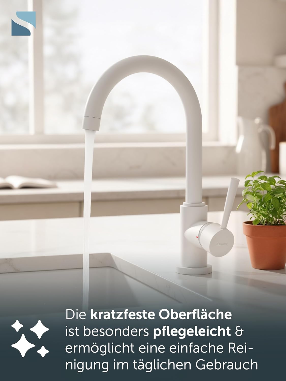 Küchenarmatur CORNWALL mit Einhebelmischer, Hochdruck Weiss