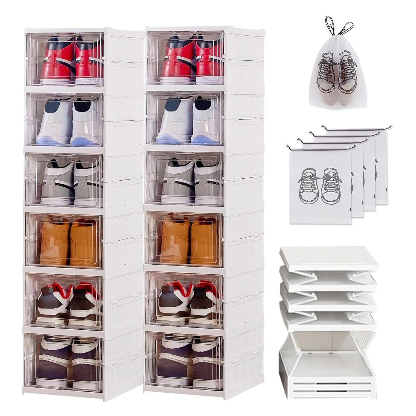 Transparente Schuhboxen (12er Set) faltbar, 2#