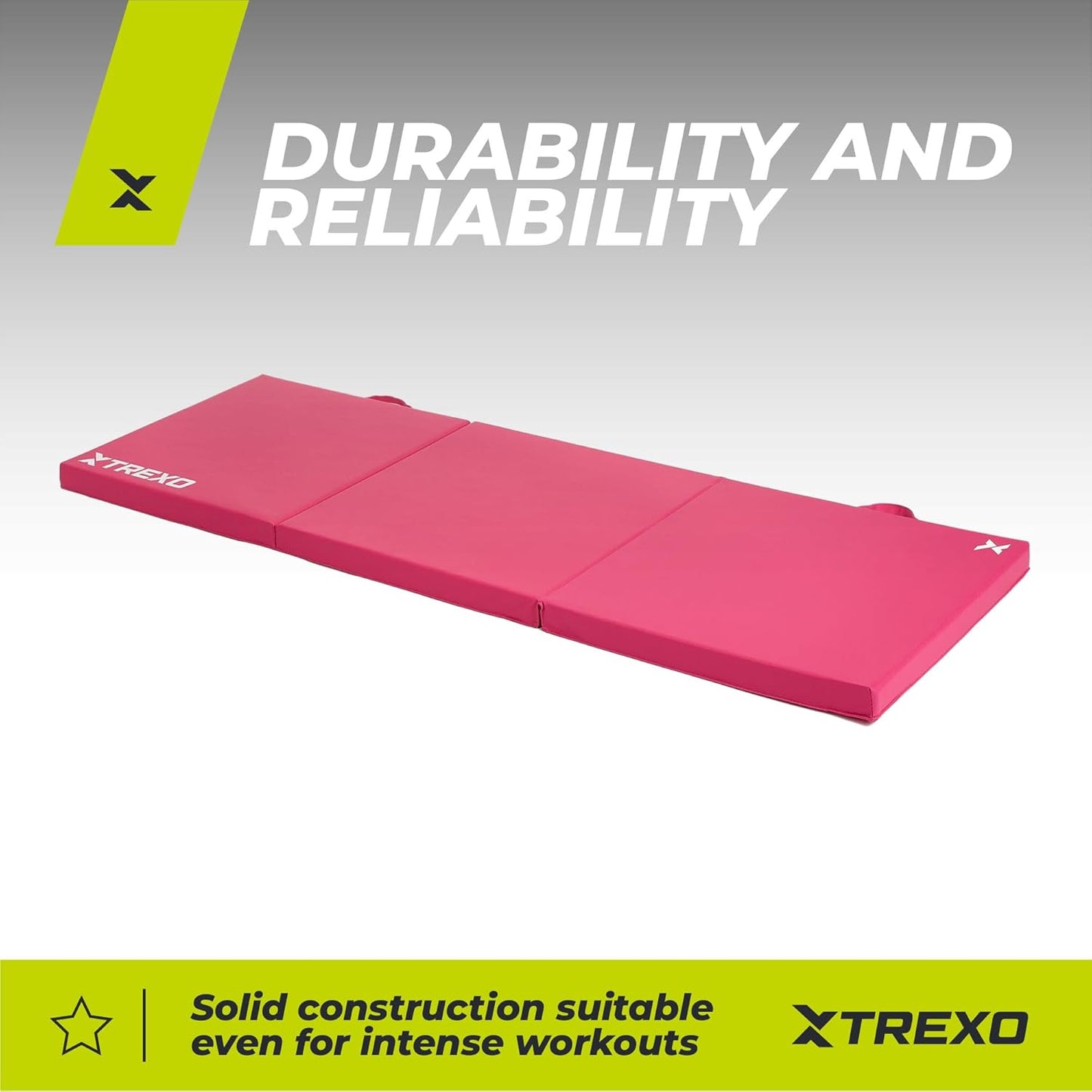 Faltbare Gymnastikmatte 180x60x5 cm, 3 Segmente, Rosa