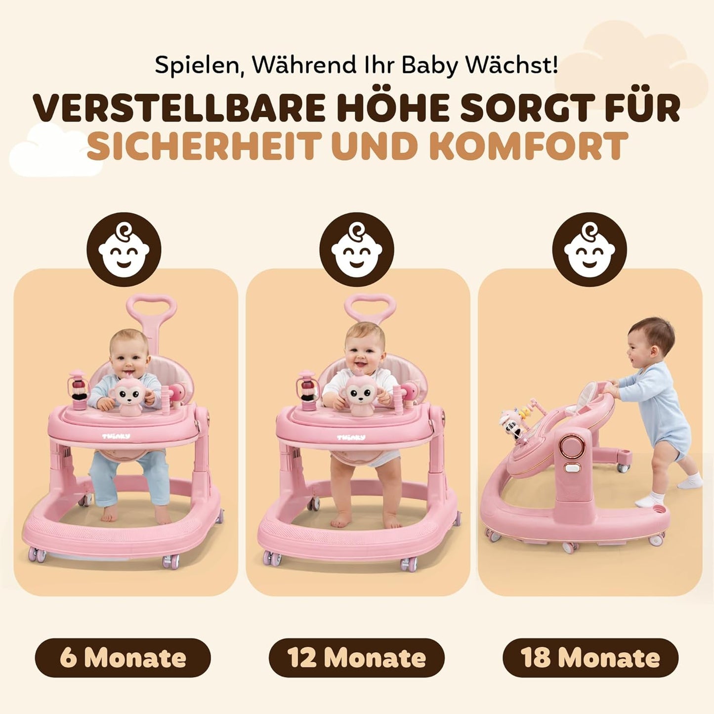 Lauflernwagen mit Spielset, pink and gold