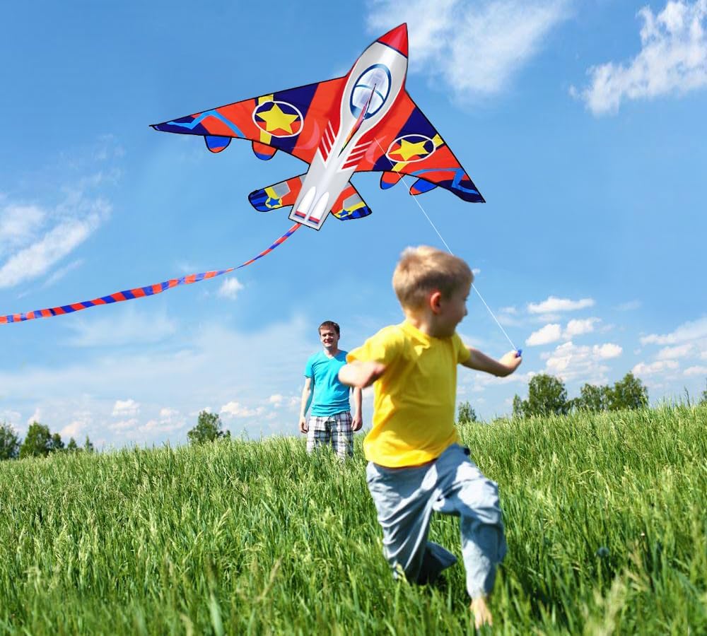 Fighter Plane Drachen mit langem Schwanz, RED