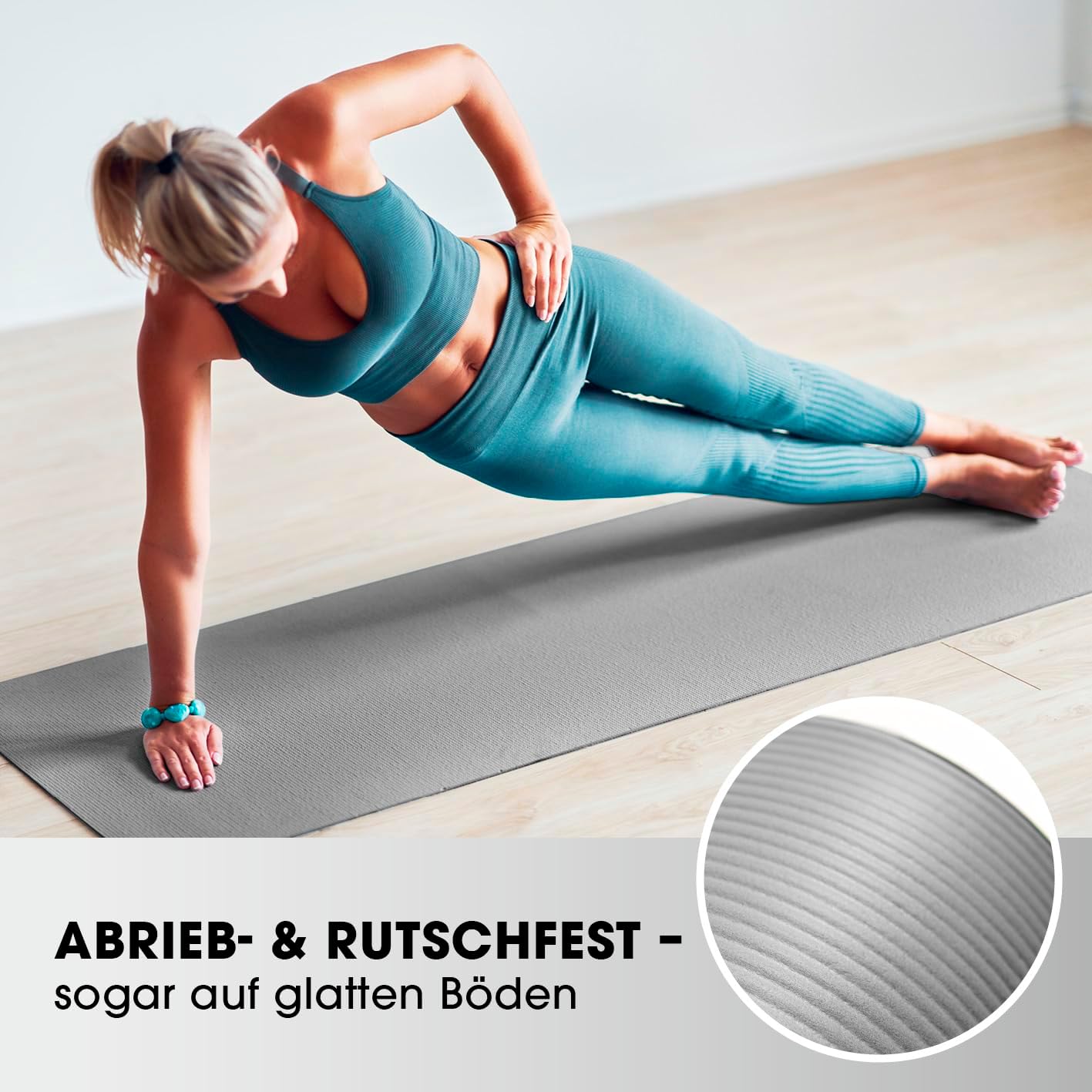 Fitnessmatte Ashanti 190 cm, 190 x 100 x 1 cm grau