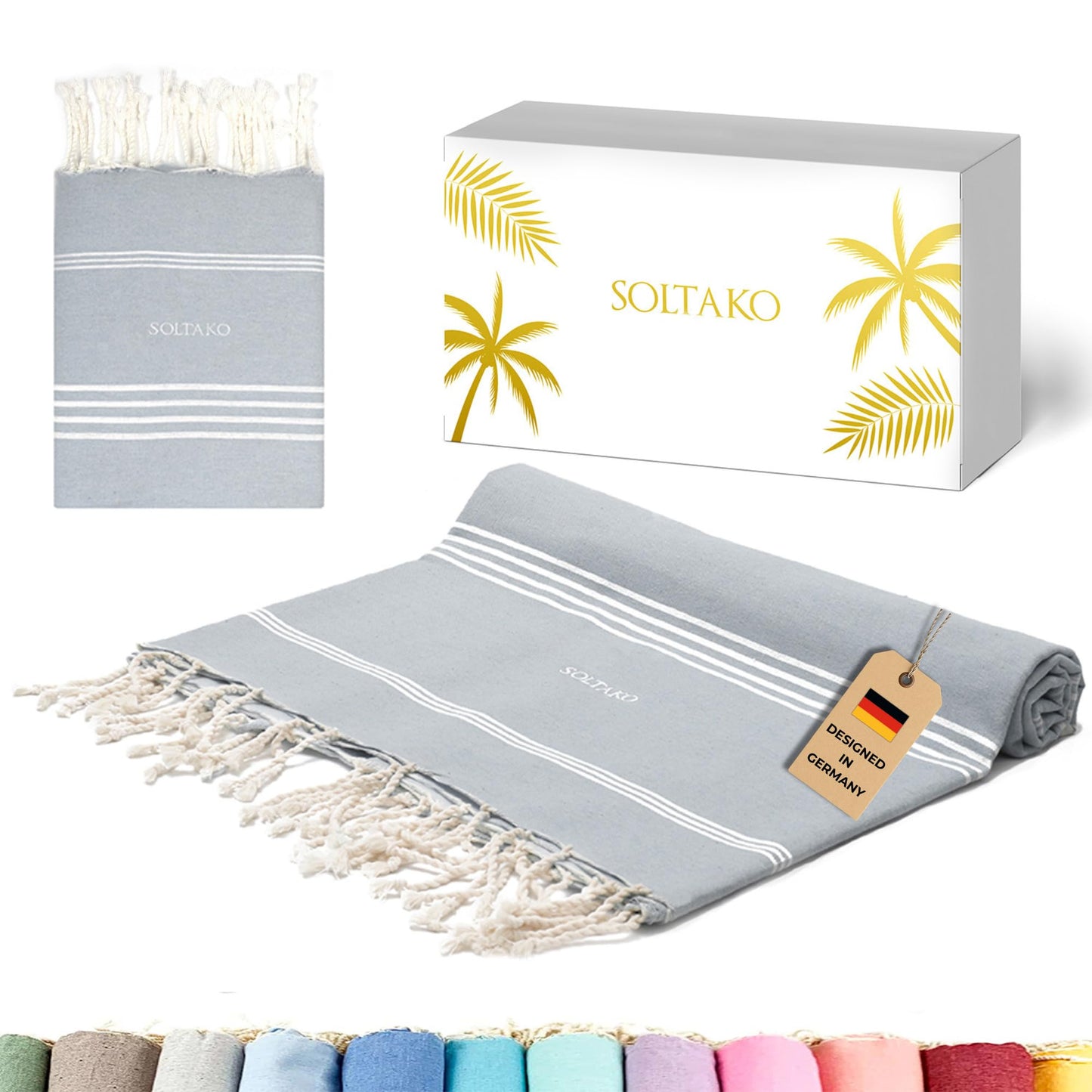 Fouta Bali Premium Strandtuch, Pastellgrau 200/300cm