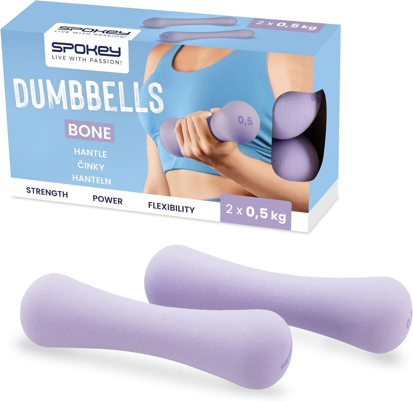 2-teiliges Kurzhantel-Set mit Neopren, 0,5 kg (Violett)