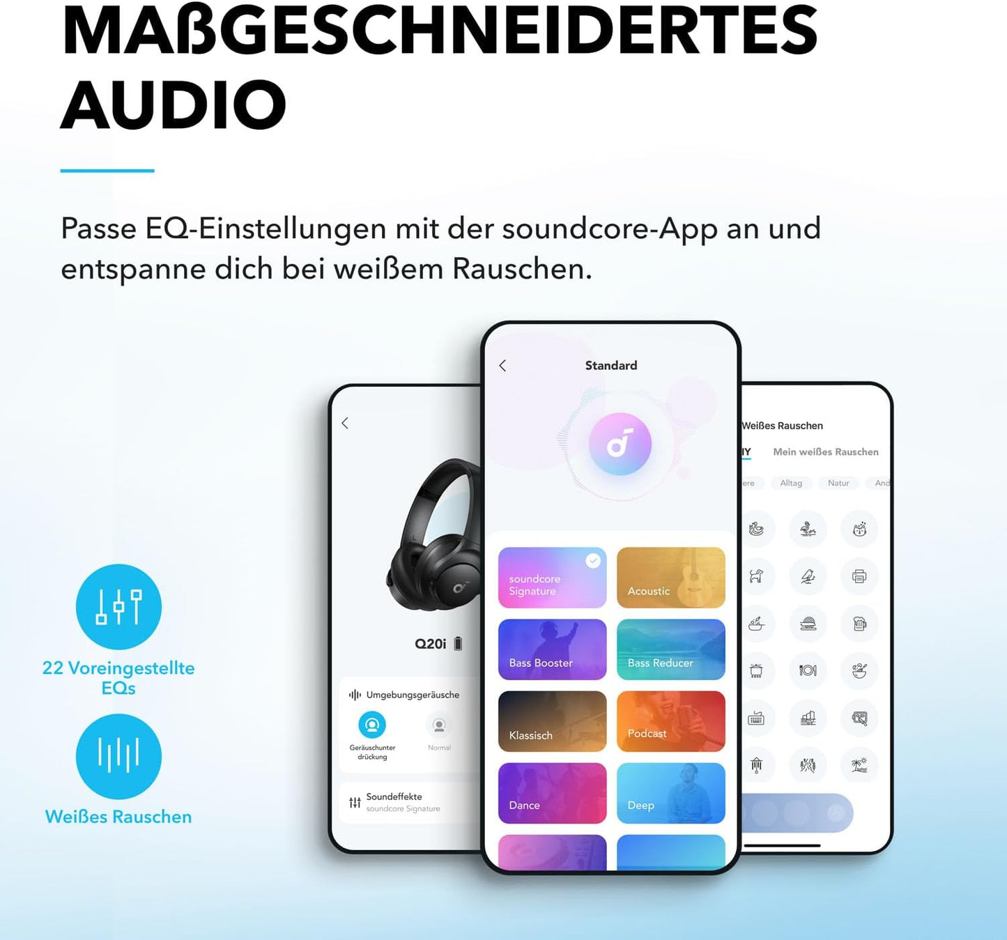 Q20i Bluetooth Over-Ear-Kopfhörer mit ANC, Schwarz