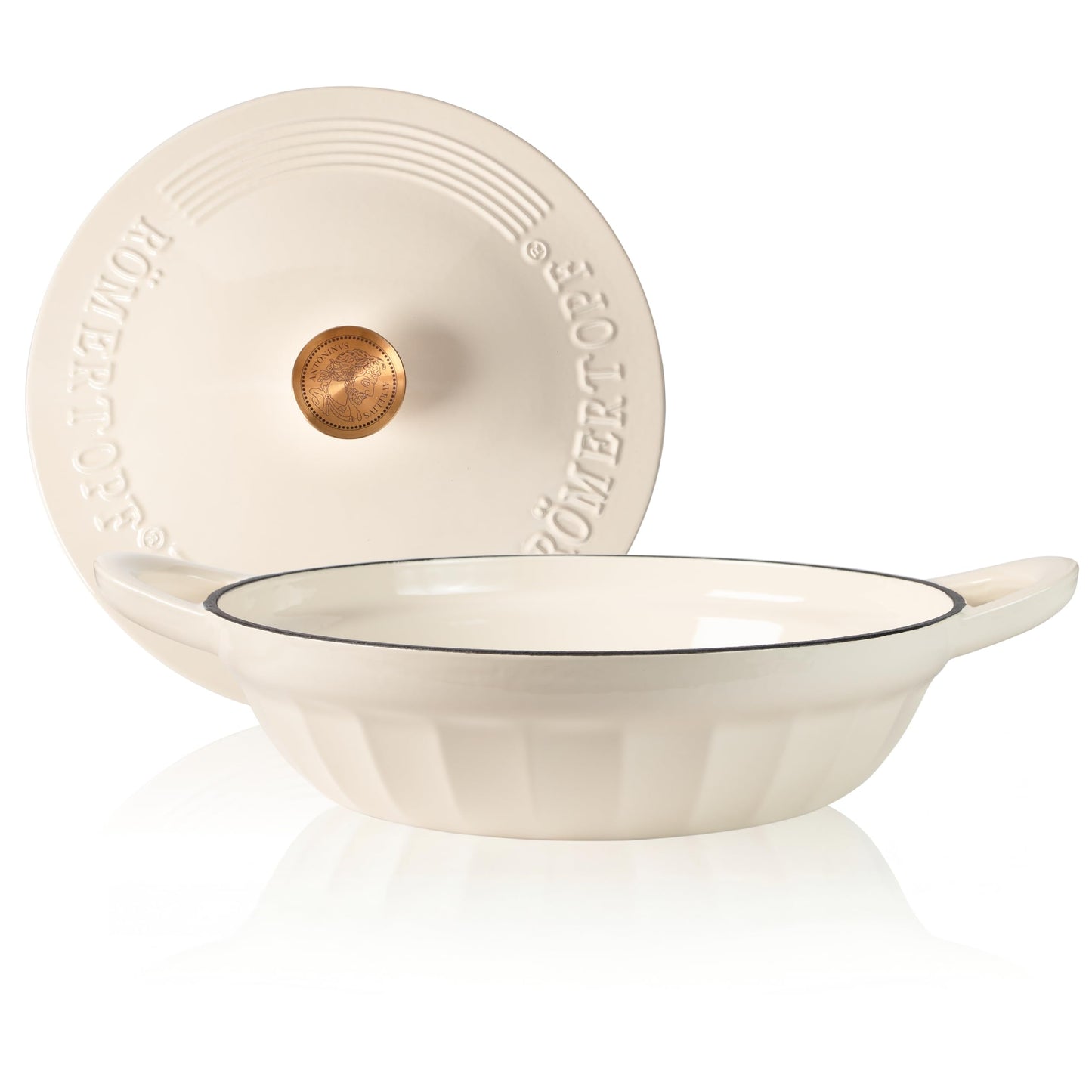 Schmorpfanne mit Deckel, Creme