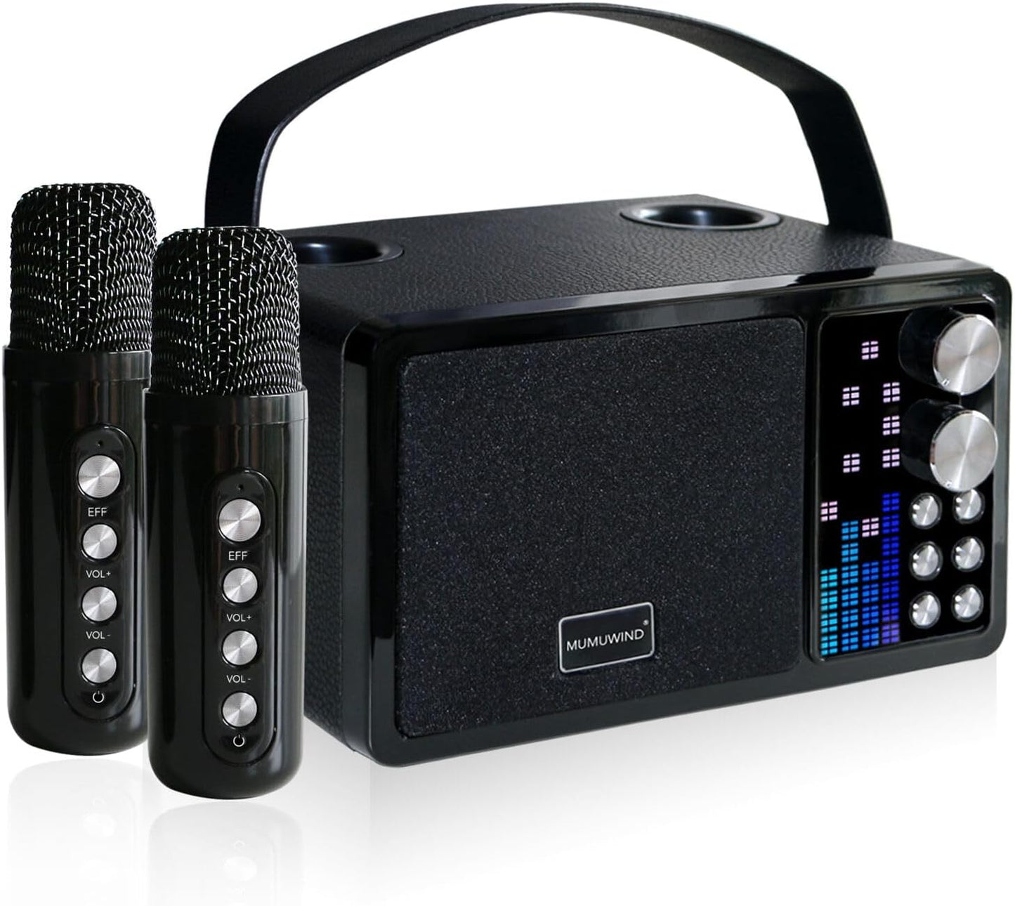 Karaoke Maschine mit 2 Mikrofonen, Schwarz