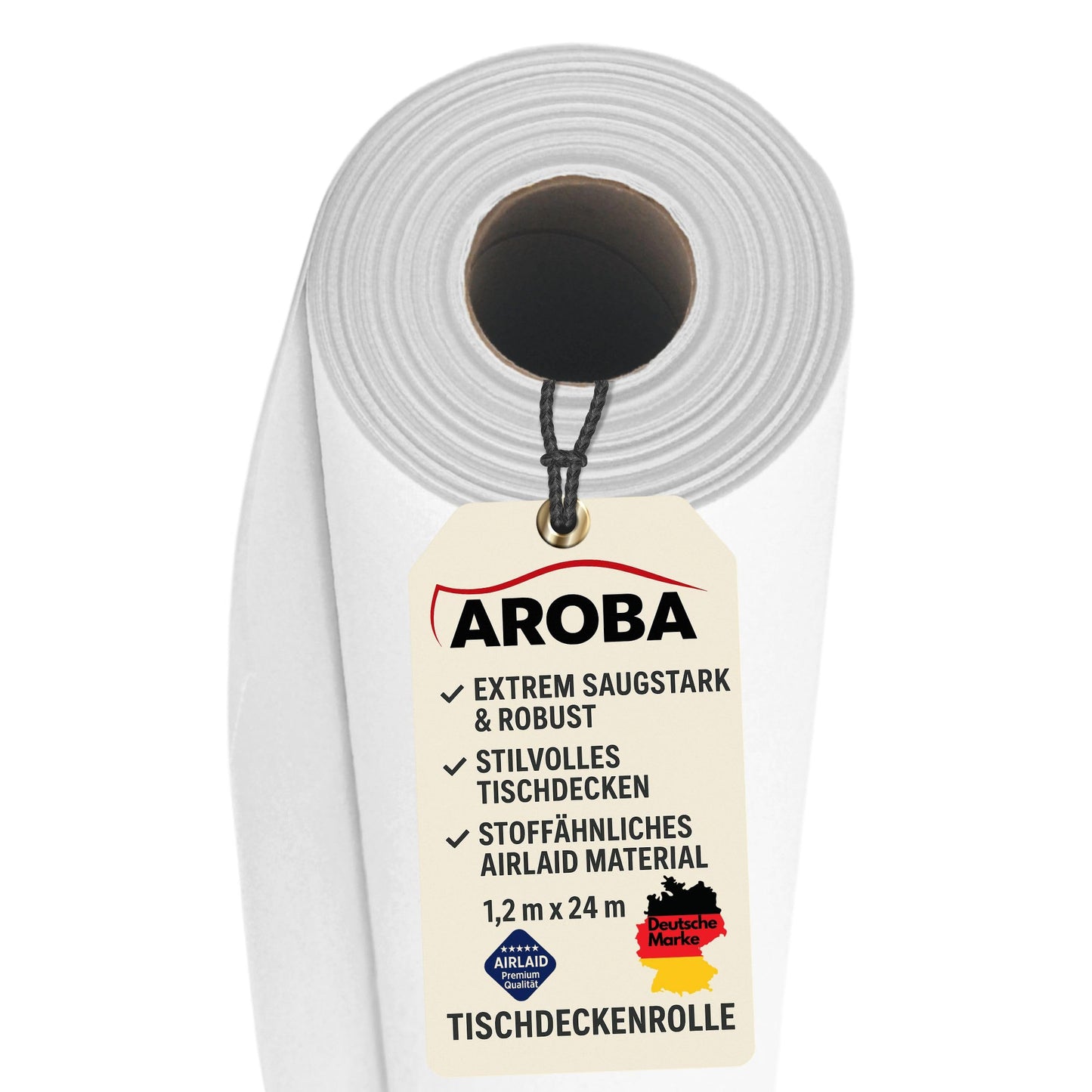 Airlaid Tischdeckenrolle, 2400 x 120 cm (Rechteckig) Weiß
