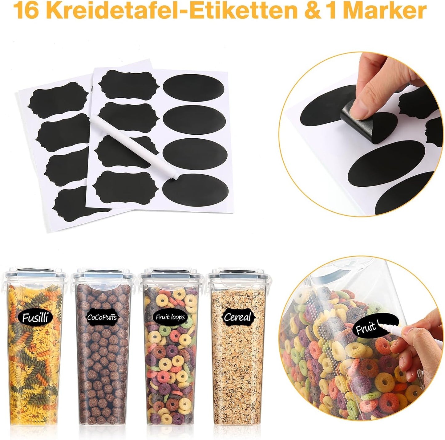 Vorratsdosen-Set luftdicht (6 Stück, 3.7L), YH-308-6PCS