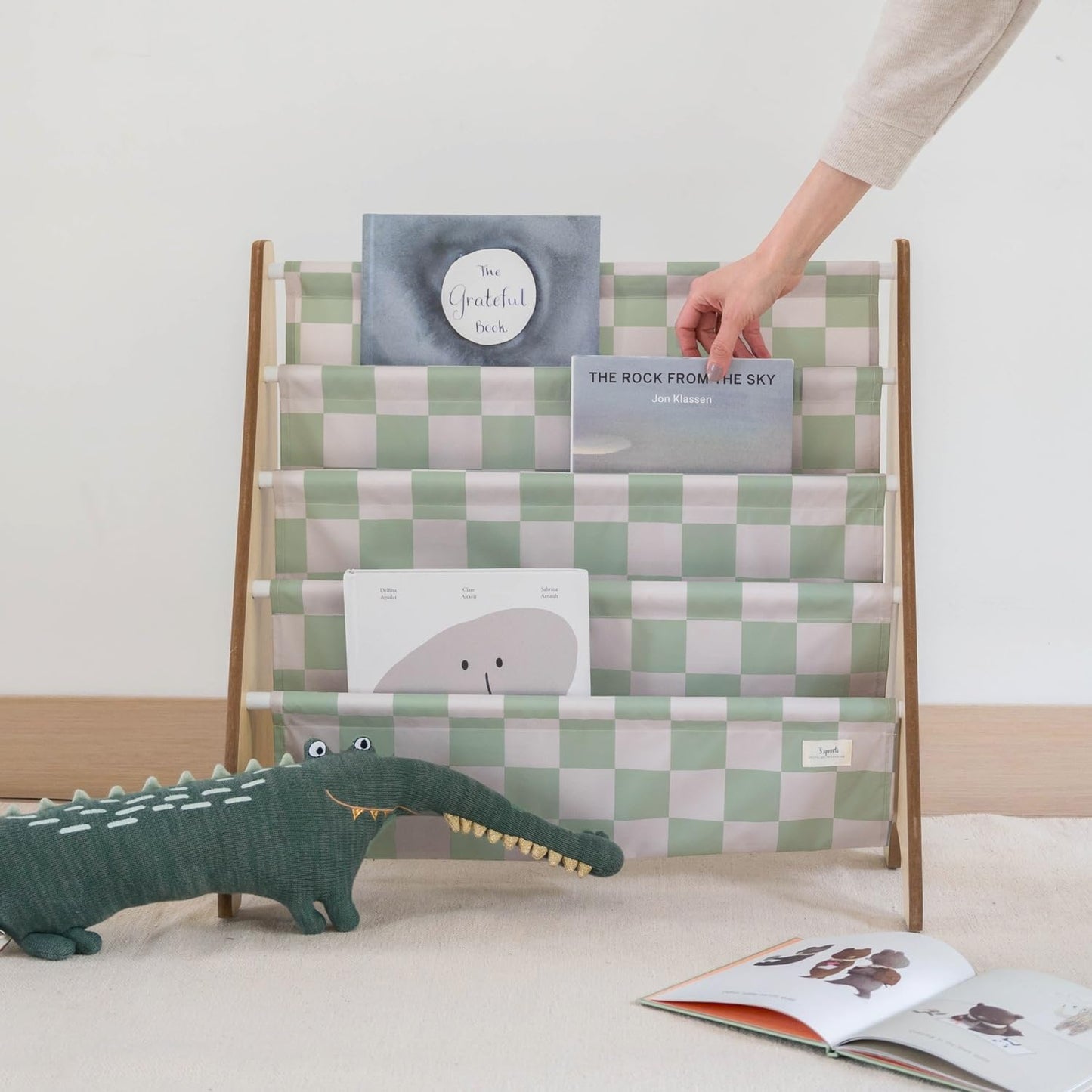 Kinder Bücherregal, Schachbrett - Grün