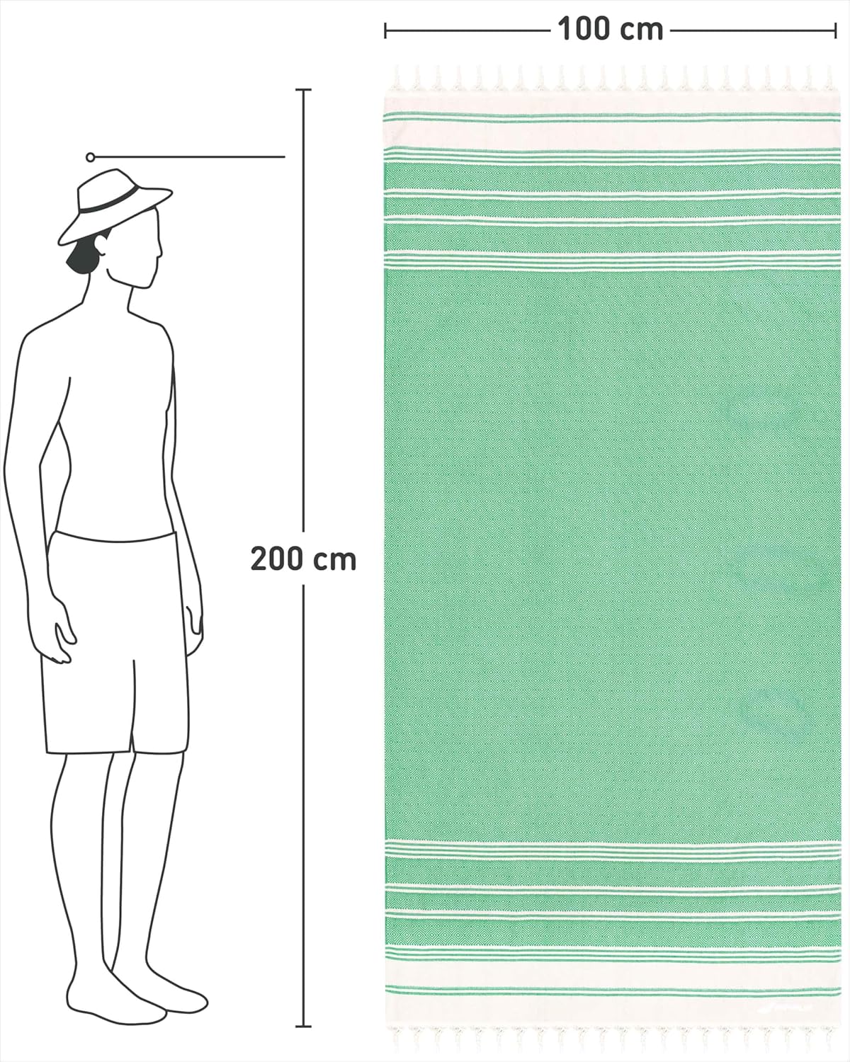 Hamamtuch, 14 Green - Diamond 100x200cm