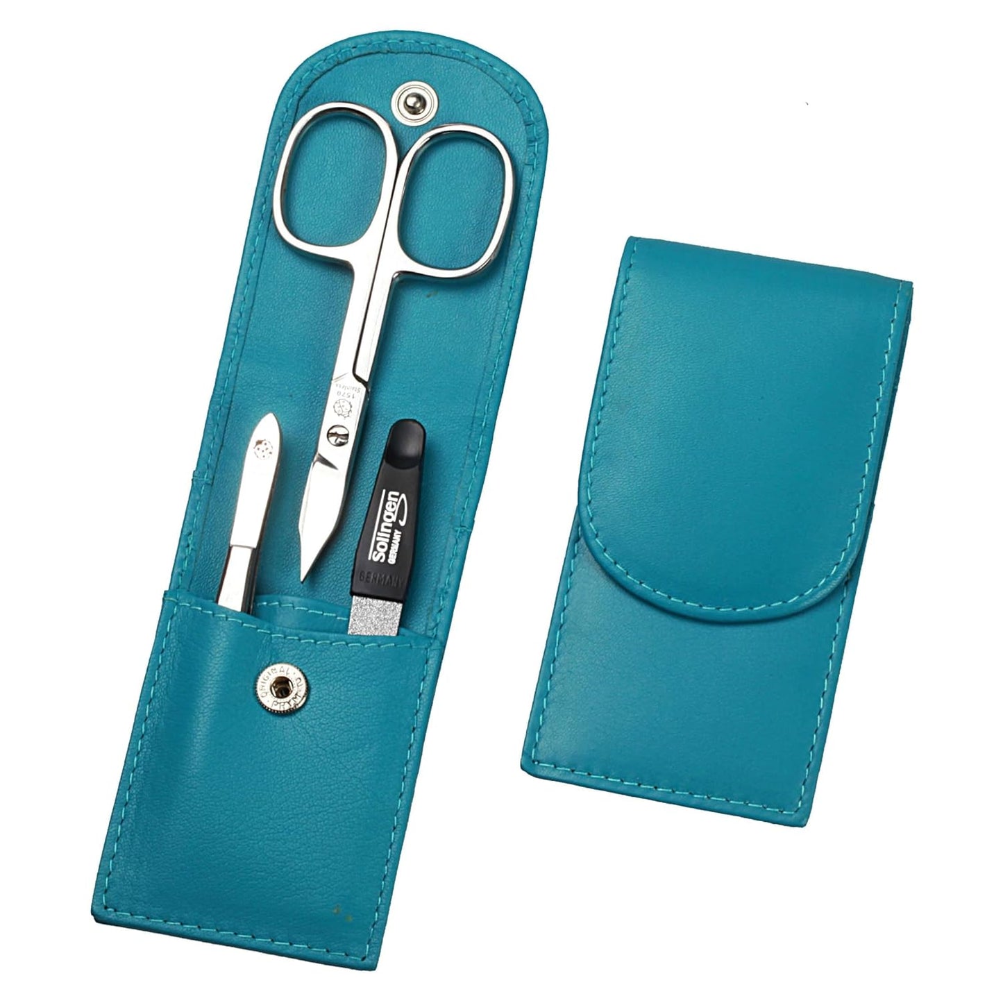 3-teiliges Maniküre-Set im Etui, Türkis