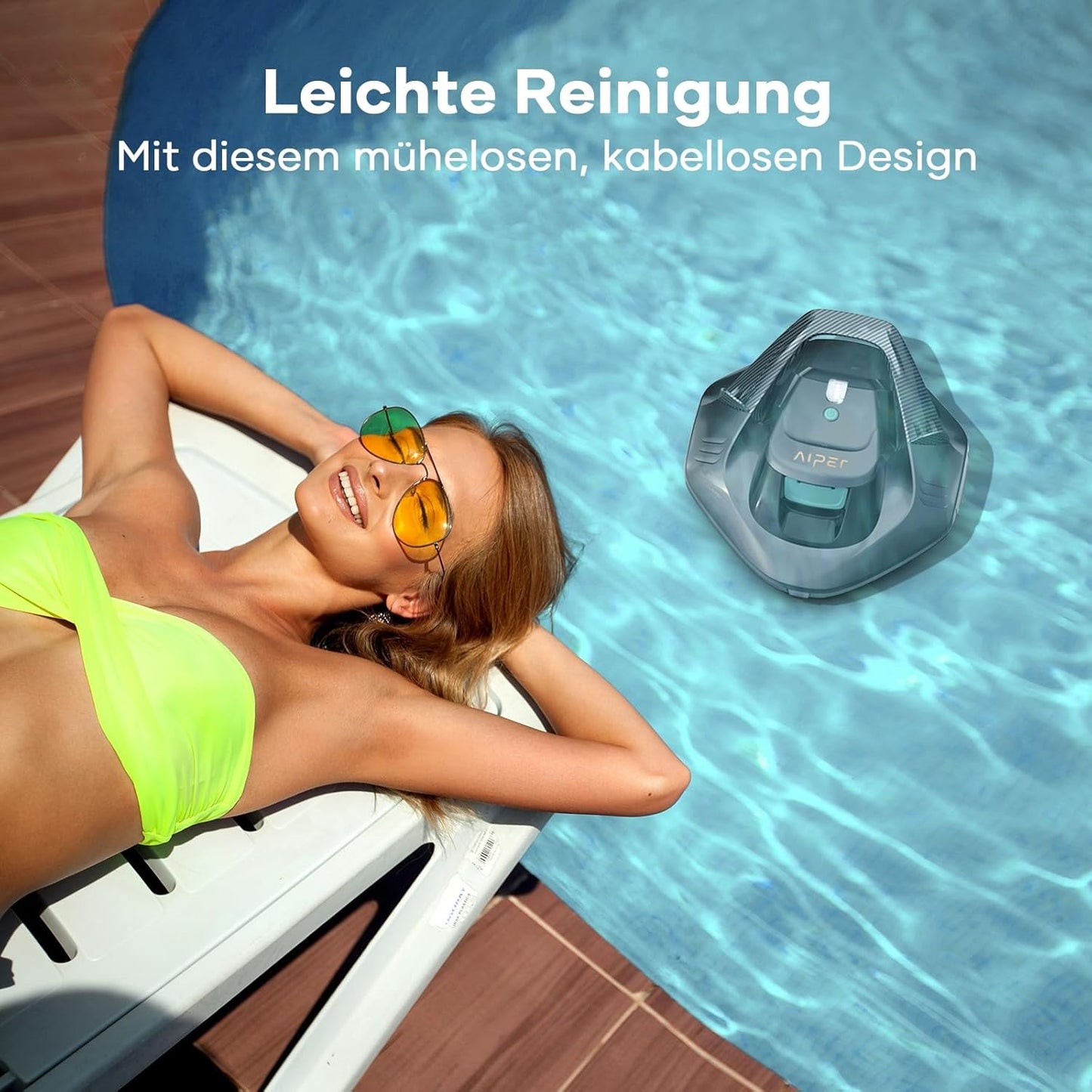 Kabelloser Poolroboter, Dunkelgrau