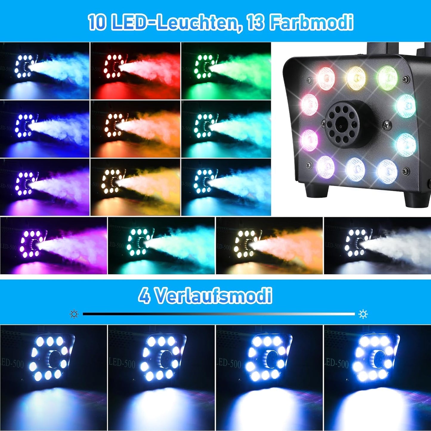 Mini-Nebelmaschine mit LED-Licht und Fernbedienung, 23*13.5*12 cm