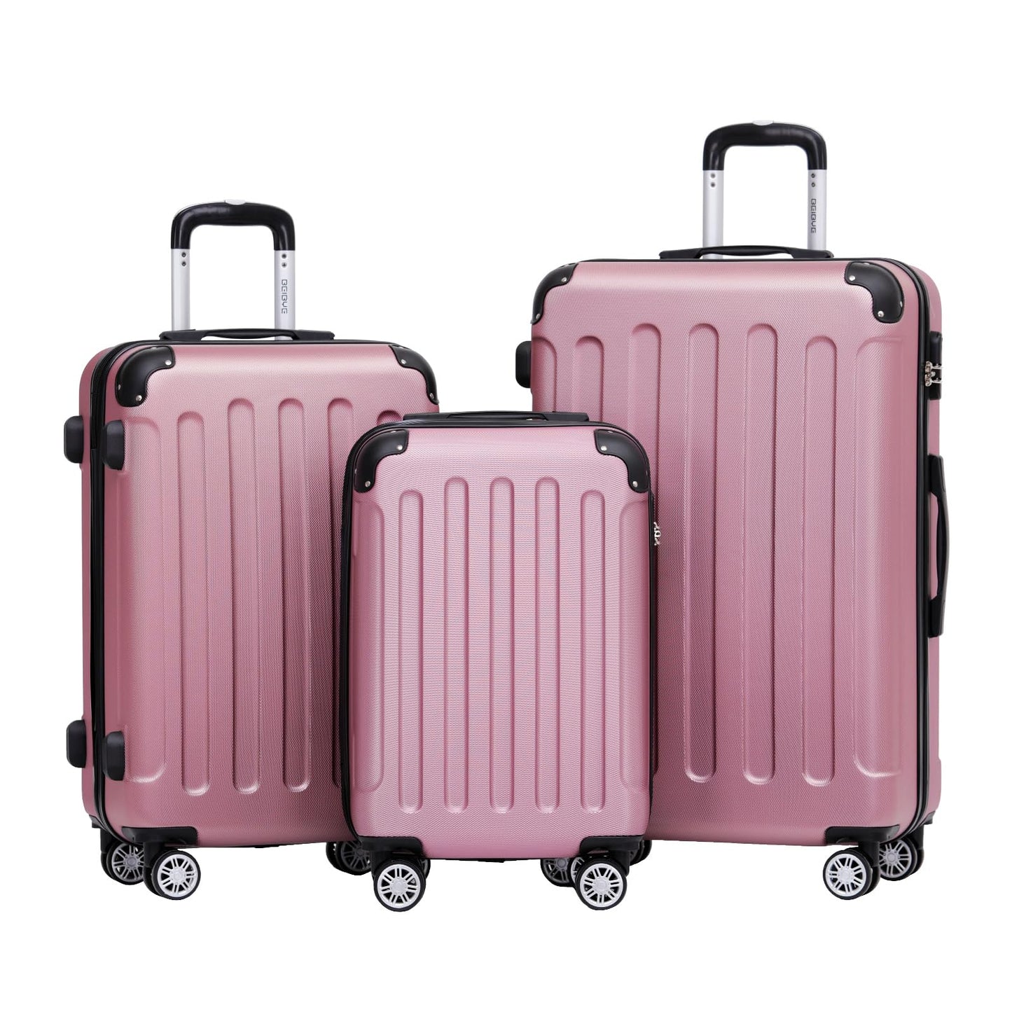 Reisekoffer-Set mit Zwillingsrollen (3-teilig), Princess-pink