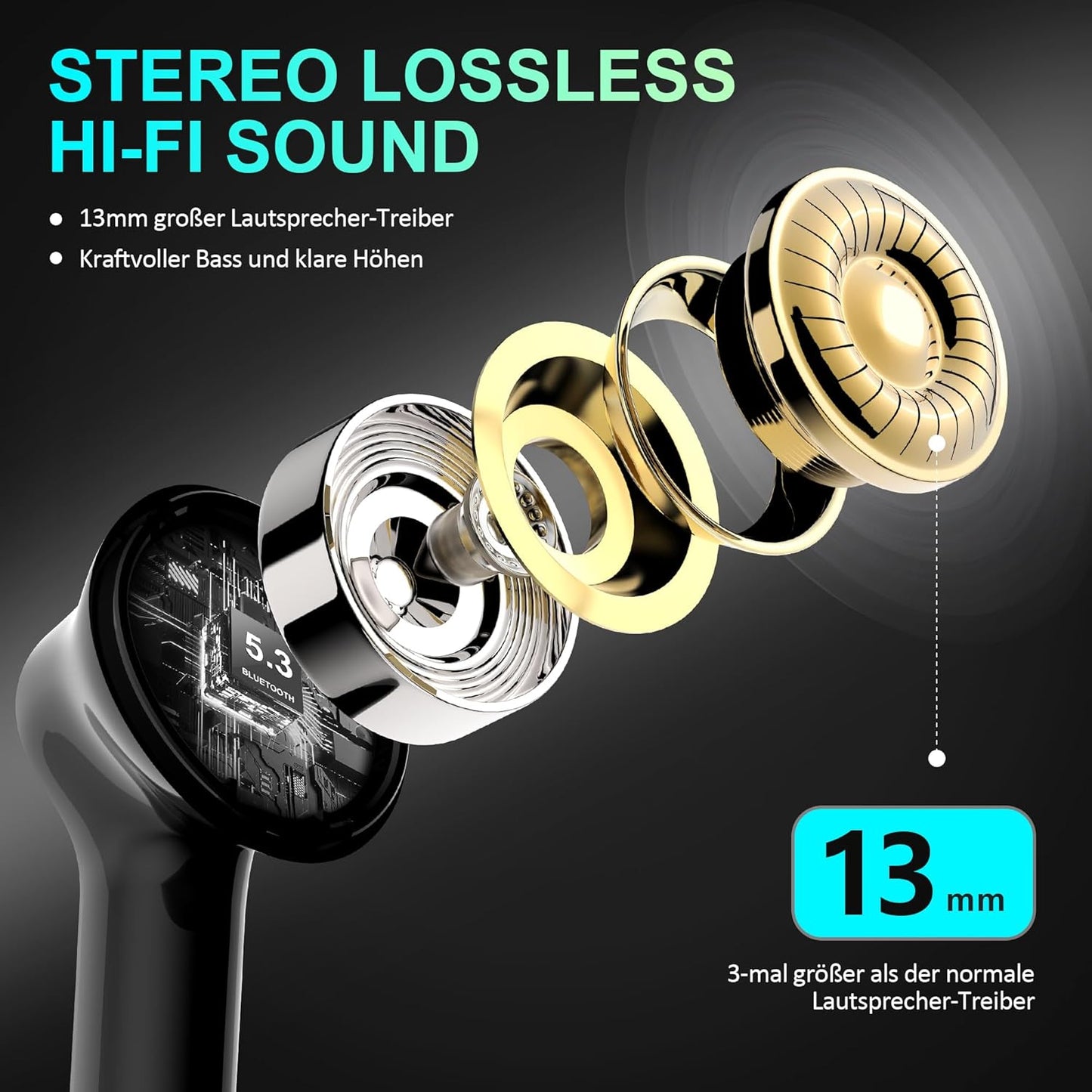 i17 In-Ear Kopfhörer mit Noise Cancelling, Schwarz