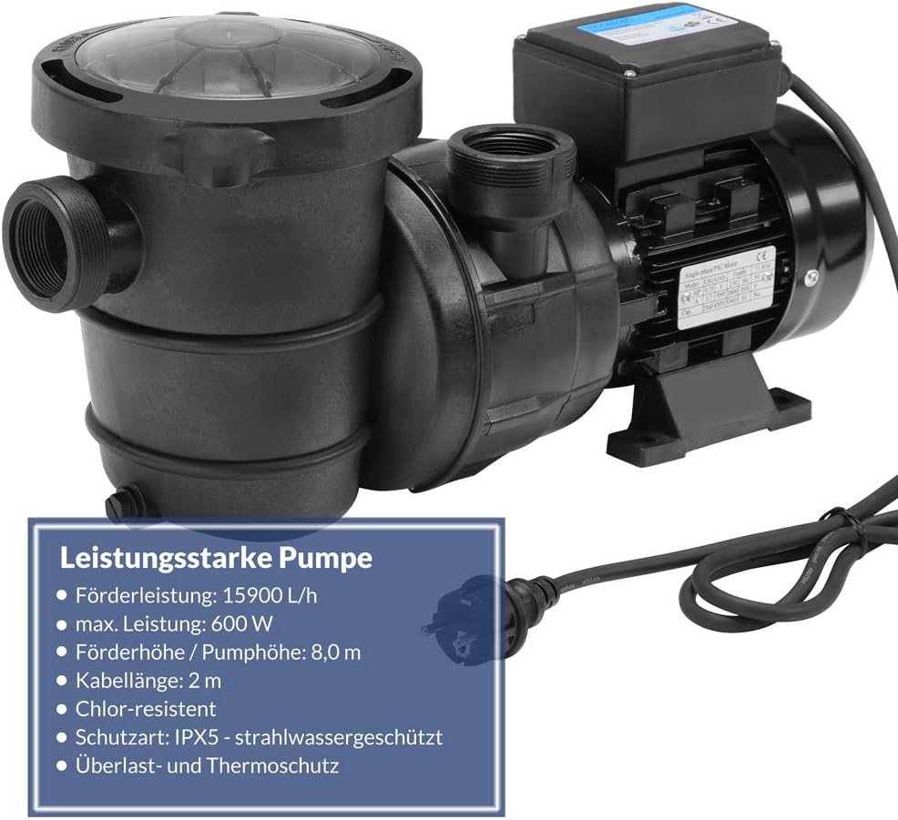 Poolpumpe mit Vorfilter, 15.900 l/h + Vorfilter