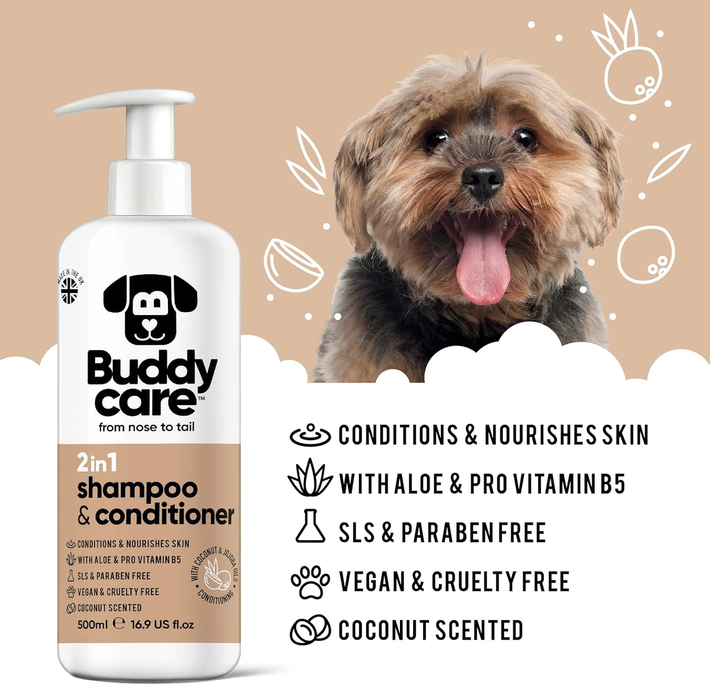 2in1 Hundeshampoo und Conditioner, 2in1 Shampoo und Spülung 500ml