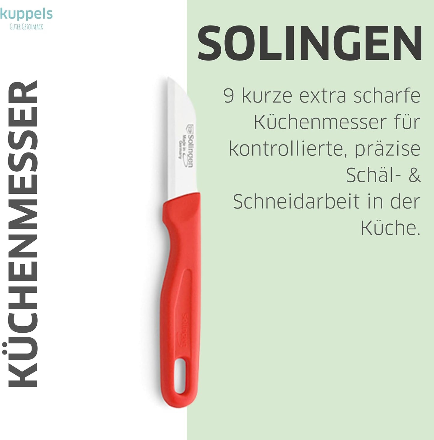 9-teiliges Küchenmesser-Set, Rot Kurz