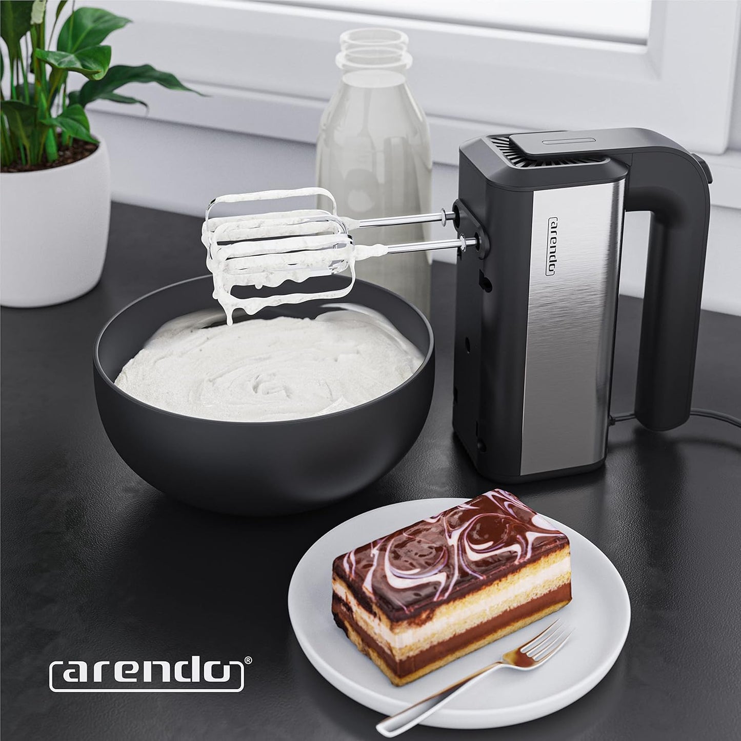 Handmixer Mixero mit 5 Geschwindigkeiten und Turbo, A: Schwarz / Edelstahl