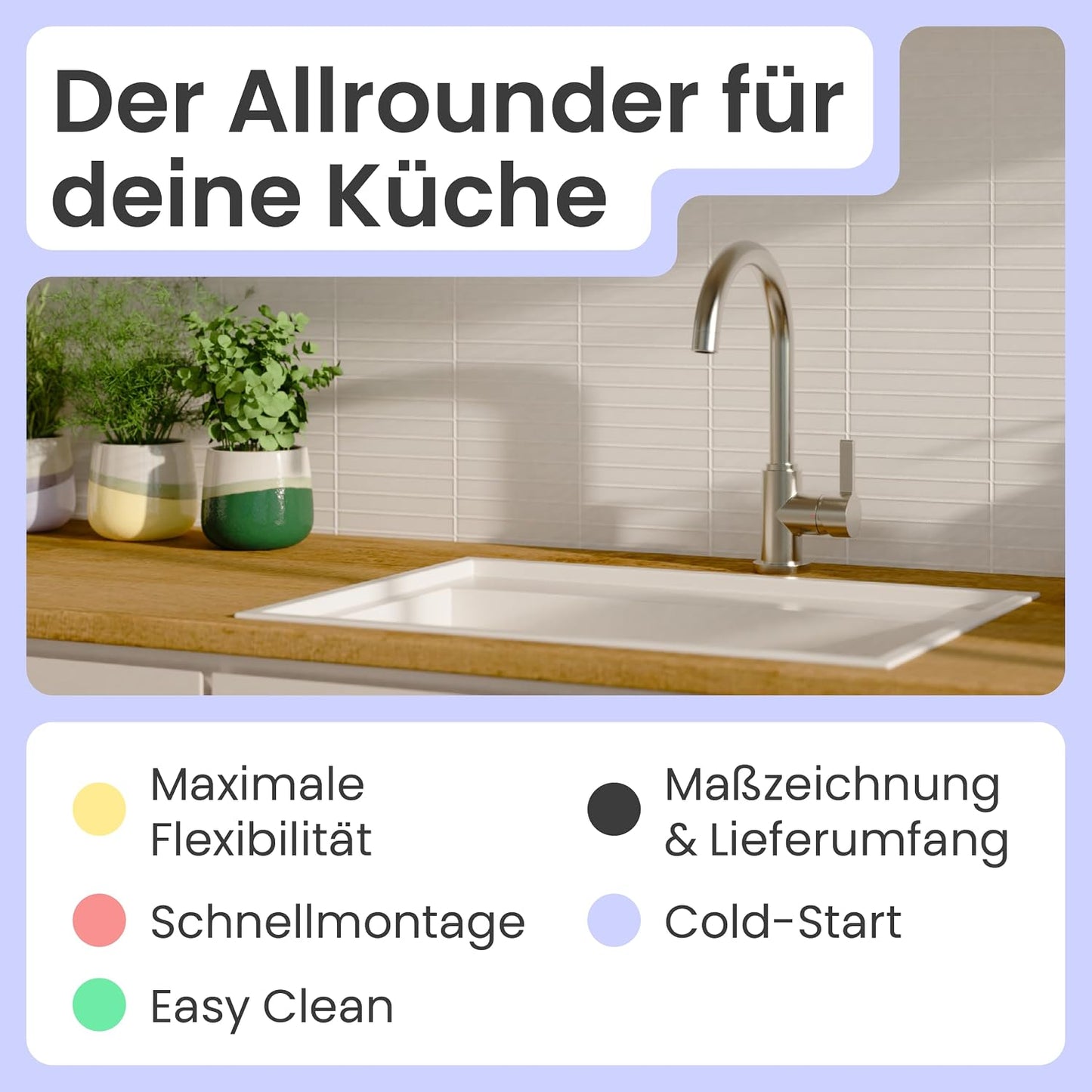 Leona Küchenarmatur 360° schwenkbar Edelstahl, Edelstahl-optik