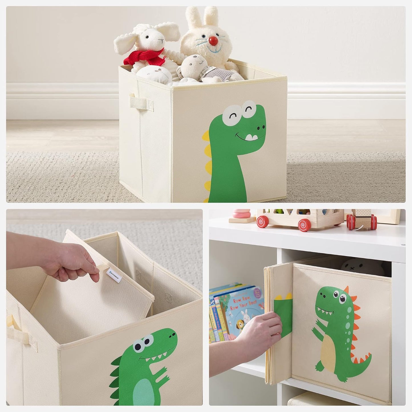 Faltbare Aufbewahrungskörbe mit Dinosaurier-Motiv (3er Set)