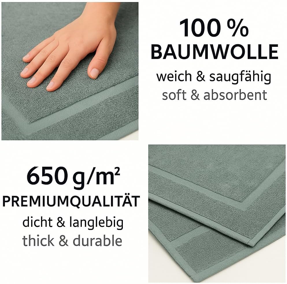 2er-Set Badematten, 50x70 cm, 2x Badvorleger Tannengrün