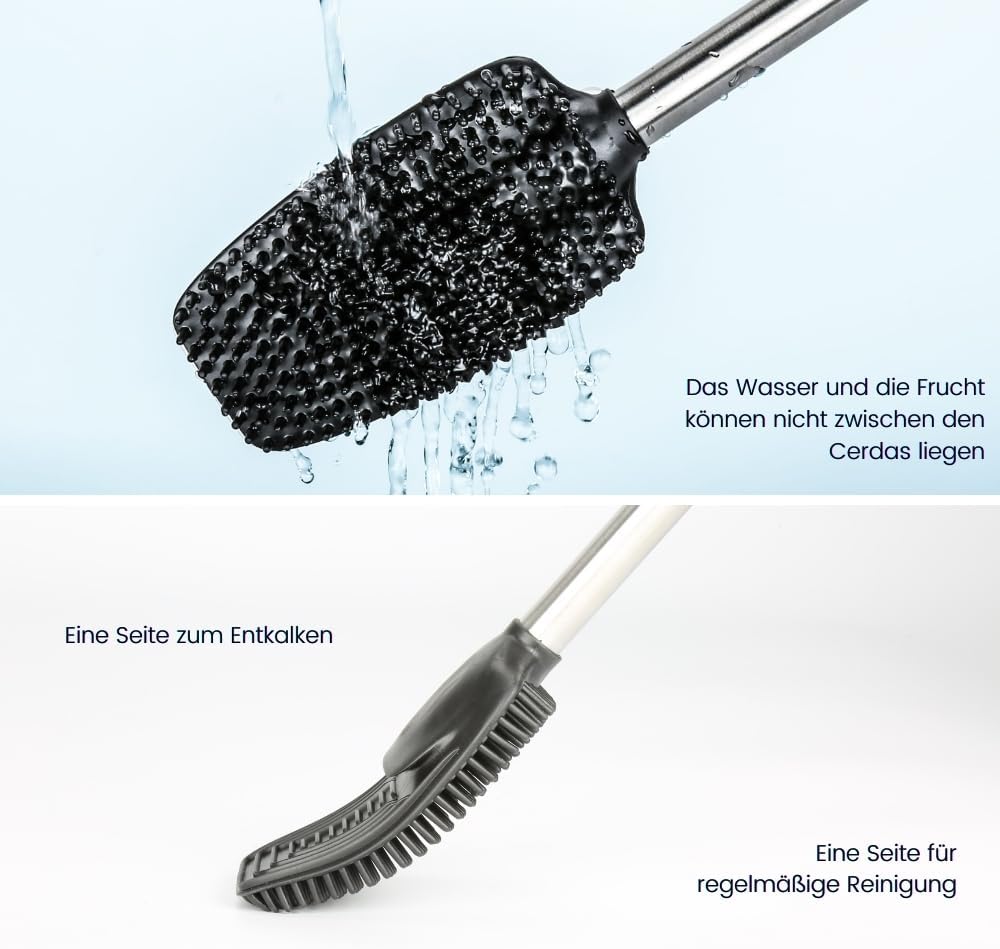 Toilettenbürste mit Silikonborsten, Silber