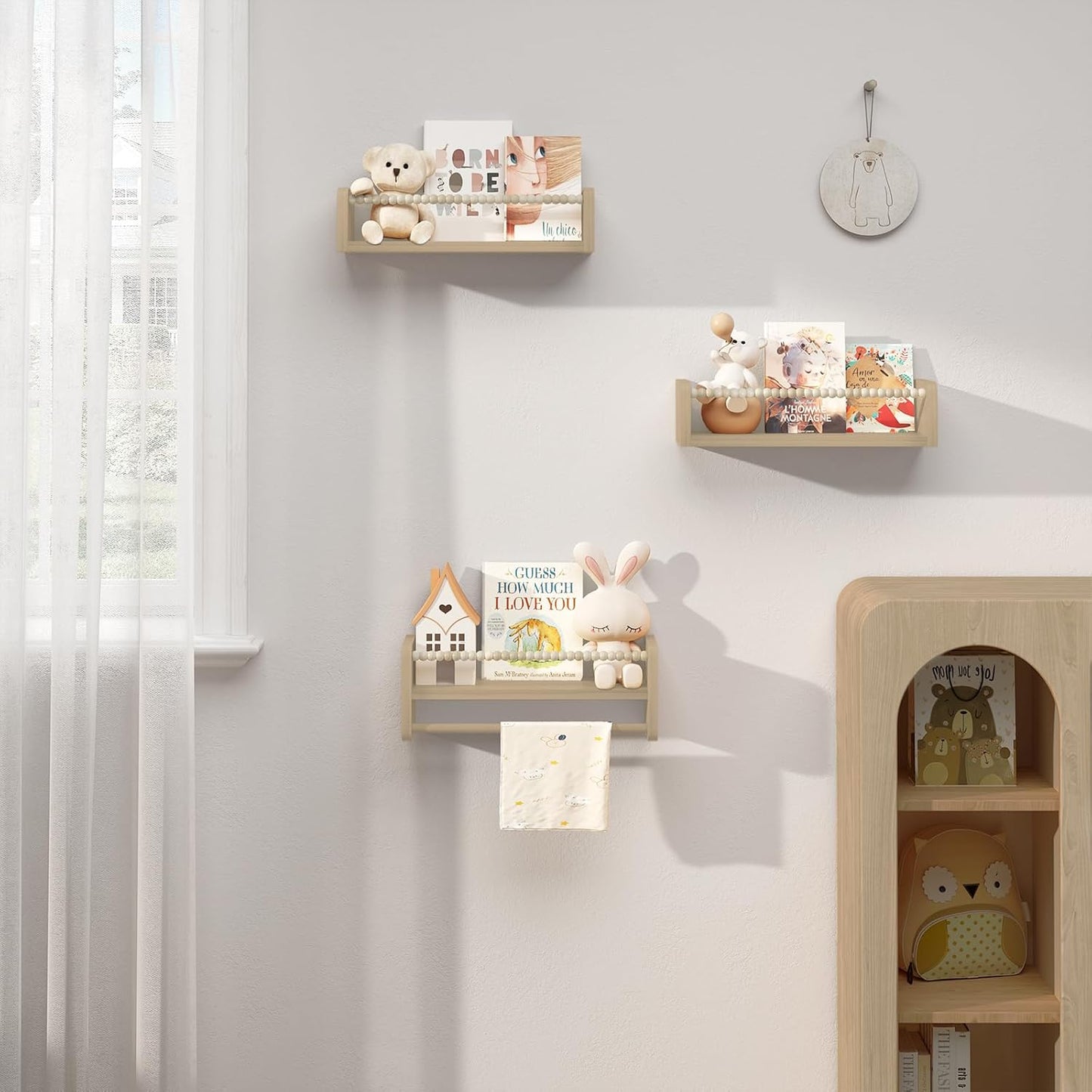 Kinder-Bücherregal, 40 x 15 x 14 cm Naturholzfarbe