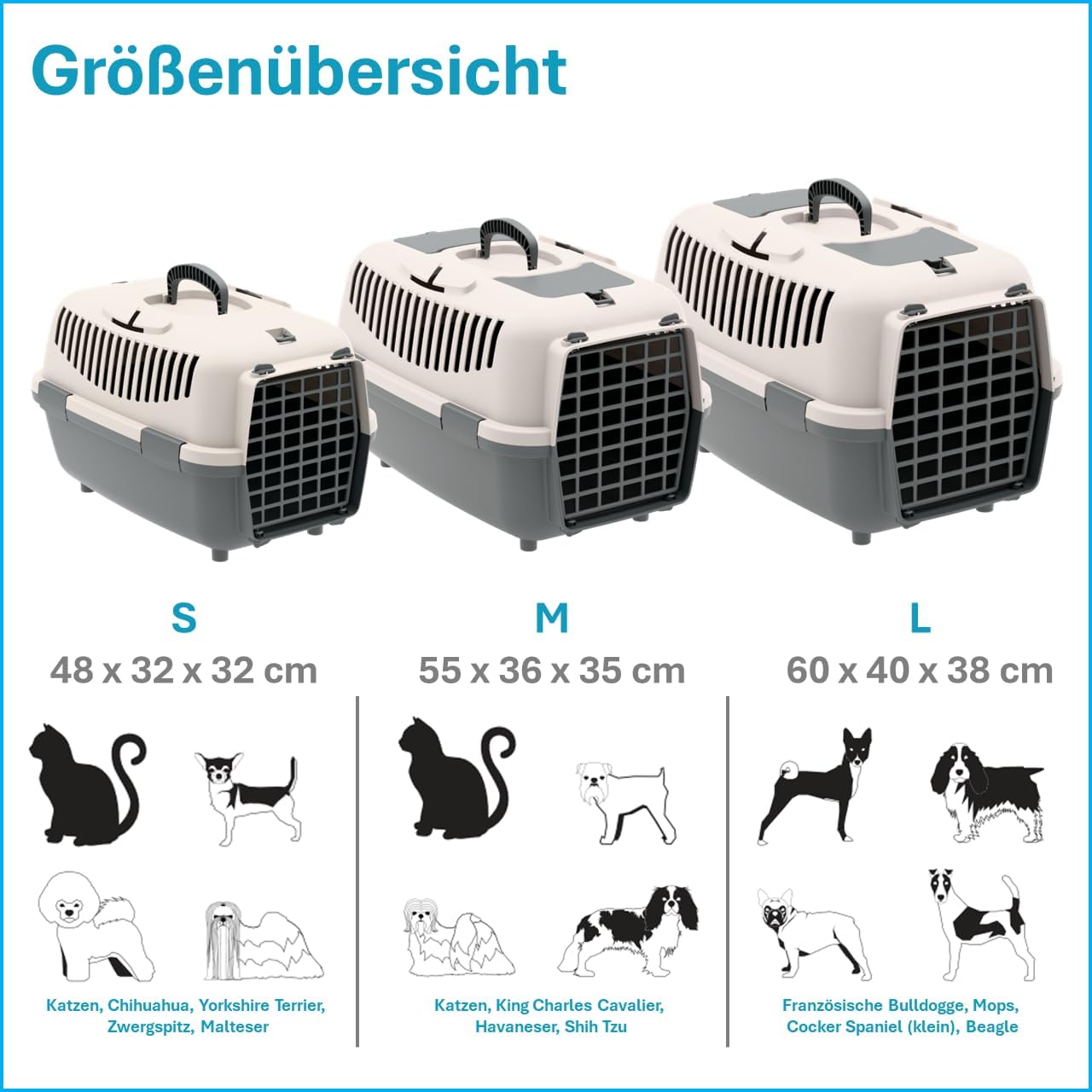 Hartschalen-Transportbox für kleine Hunde und Katzen (bis 6 kg), Blau 1