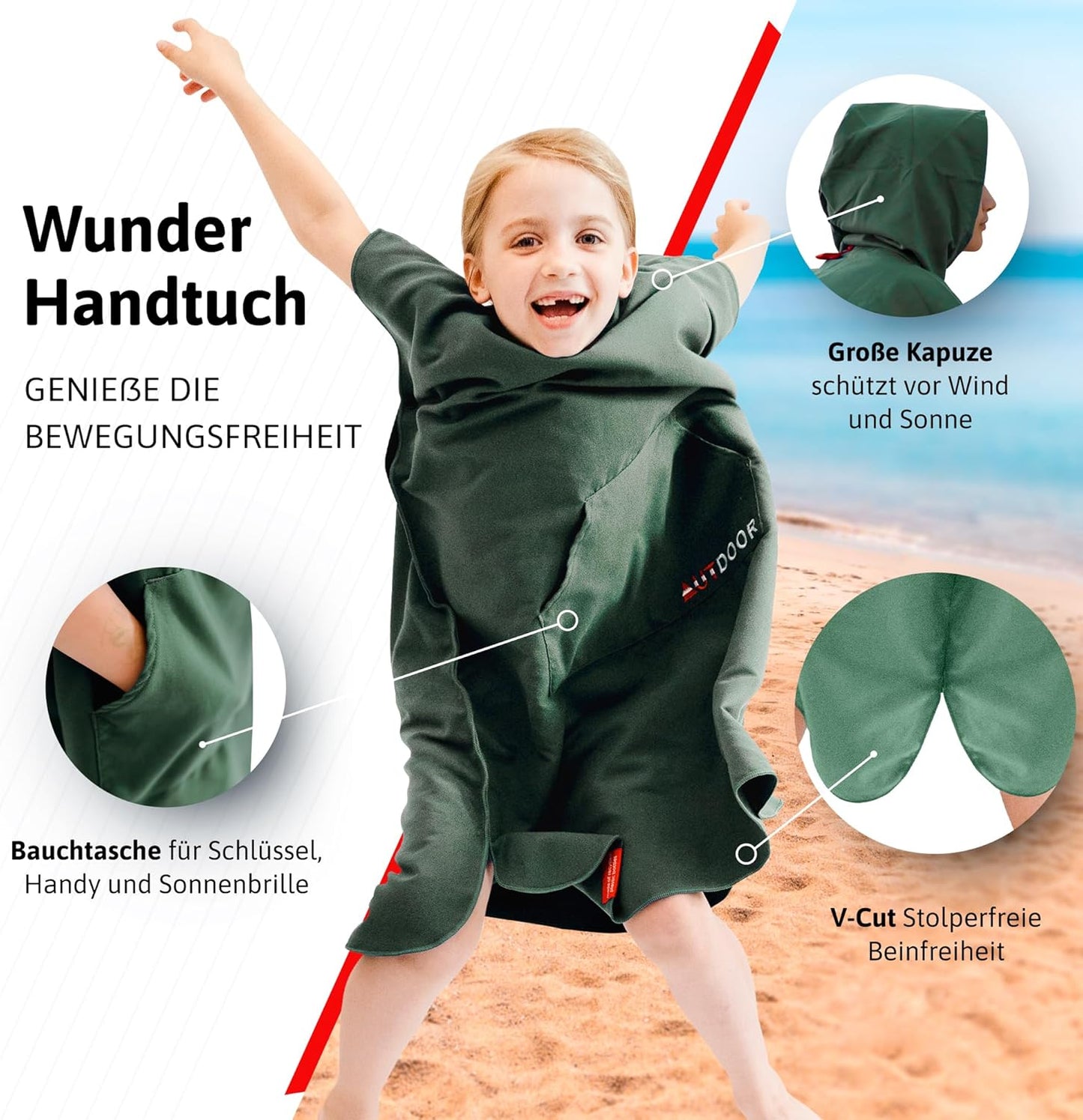 Badeponcho, Kids Grün