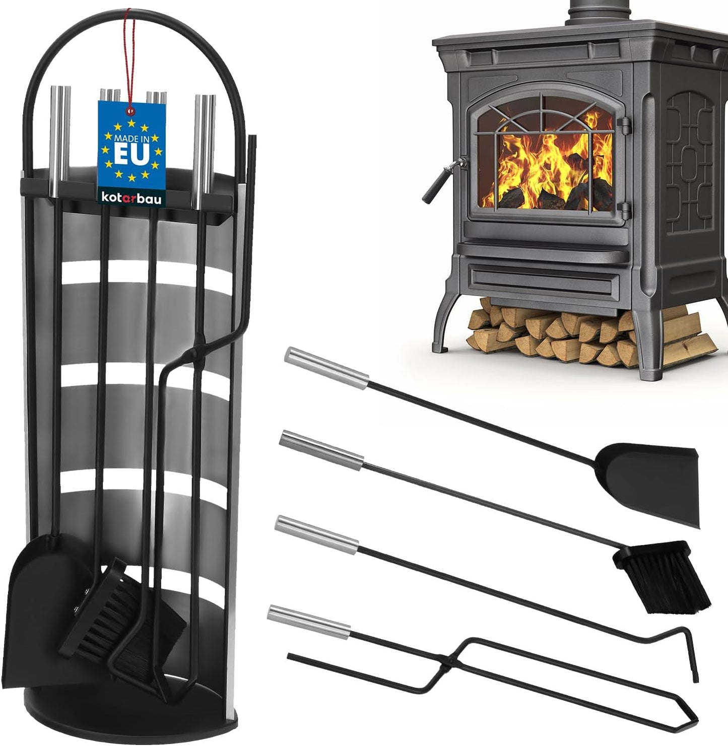 Edelstahl Kamingarnitur Set (5-teilig)