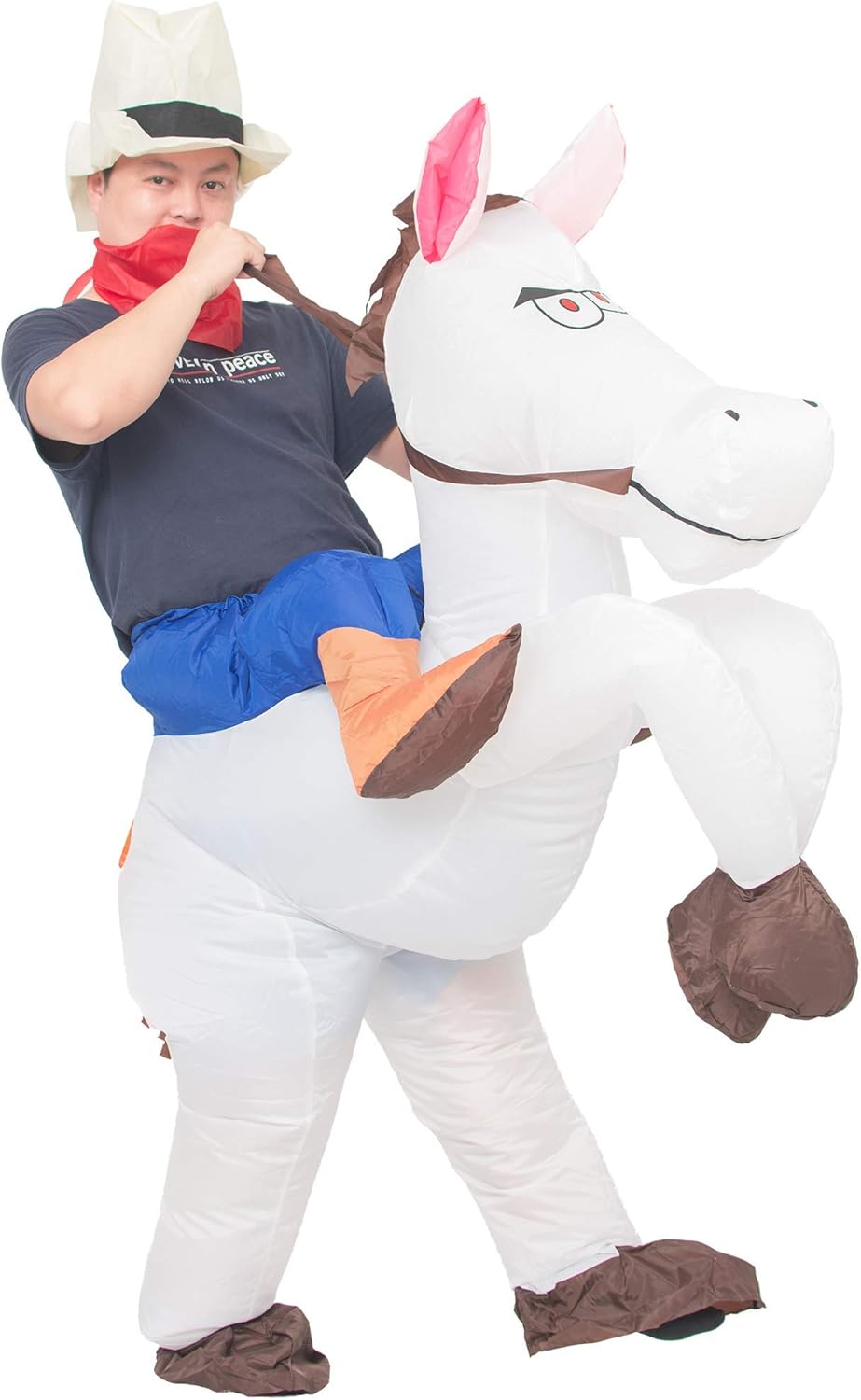 Aufblasbares Cowboy-Reiter-Kostüm, Weiß