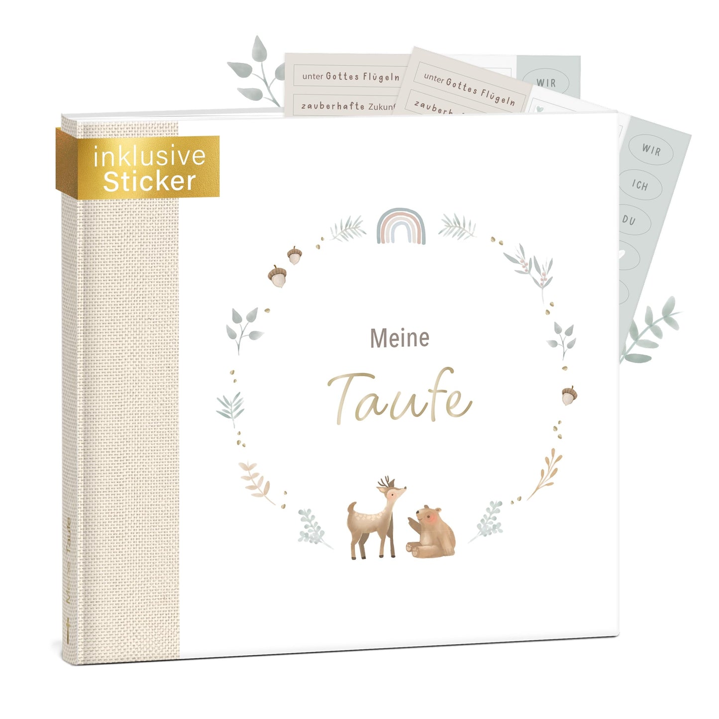 Gästebuch zur Taufe mit Stickerset, Beige mit Stickerset