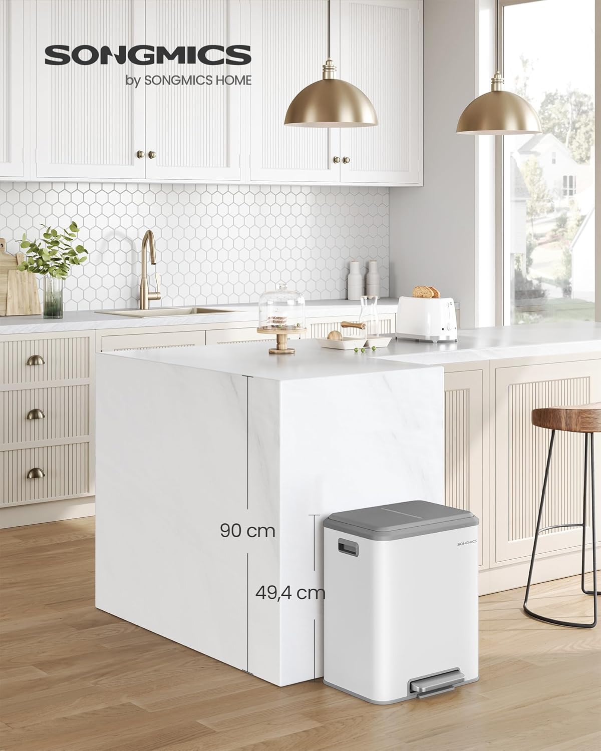 Mülltrennsystem LTB544W02, wolkenweiss 30 L