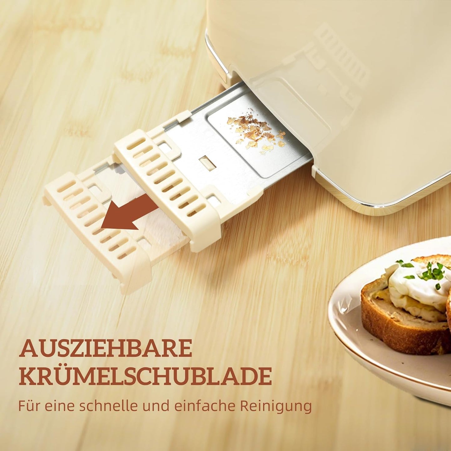 Wasserkocher-Toaster Frühstücksset mit LED-Touchscreen, Cremeweiß