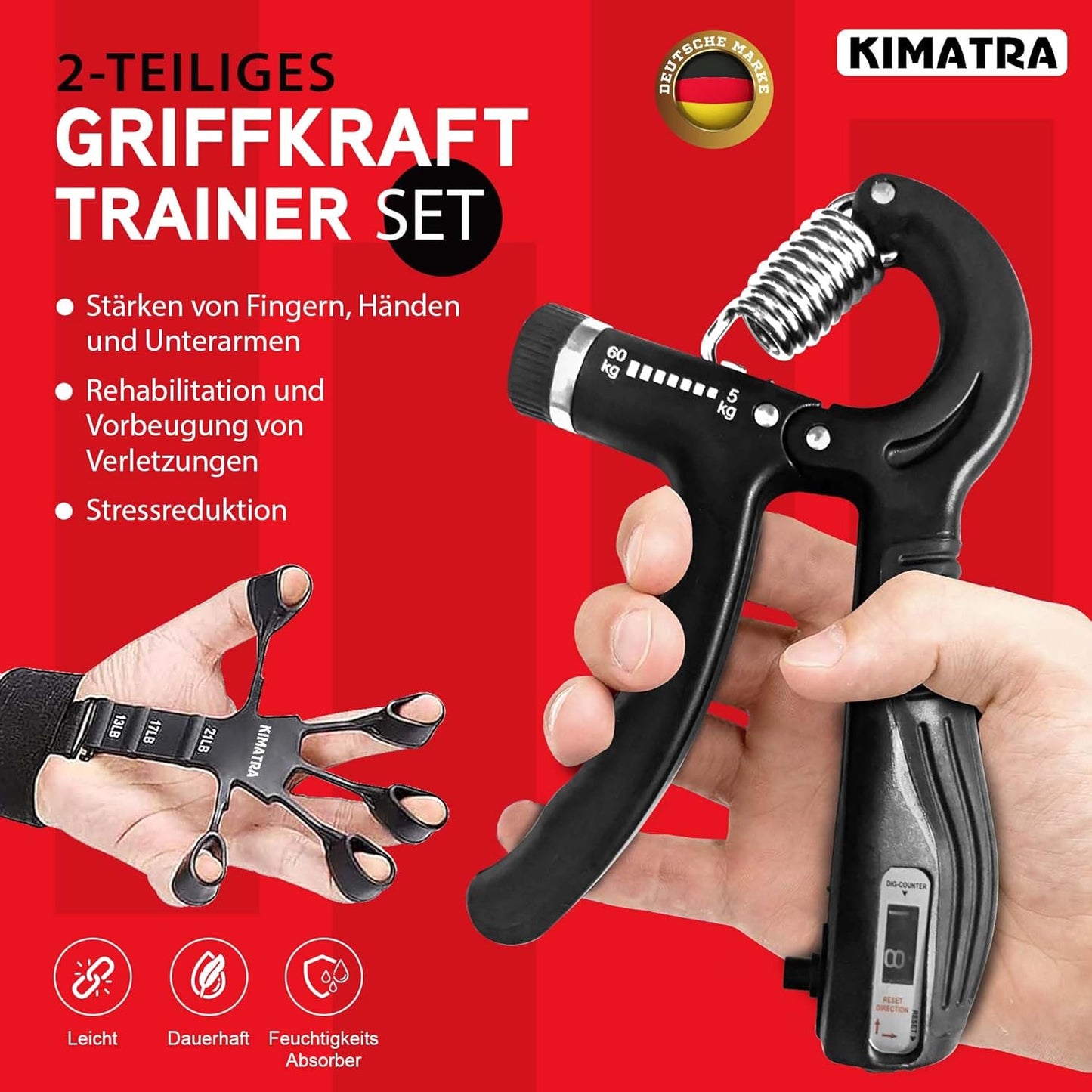 Handtrainer-Set, 2-teiliges Set Schwarz