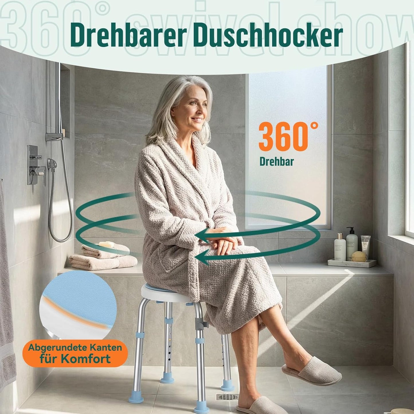 Drehbarer Duschhocker, LC01-Blau