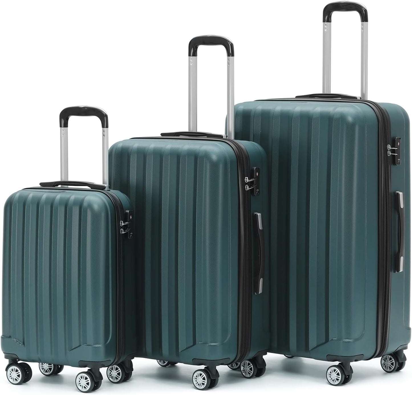 3-teiliges Trolley-Reisekofferset, Dunkelgreen